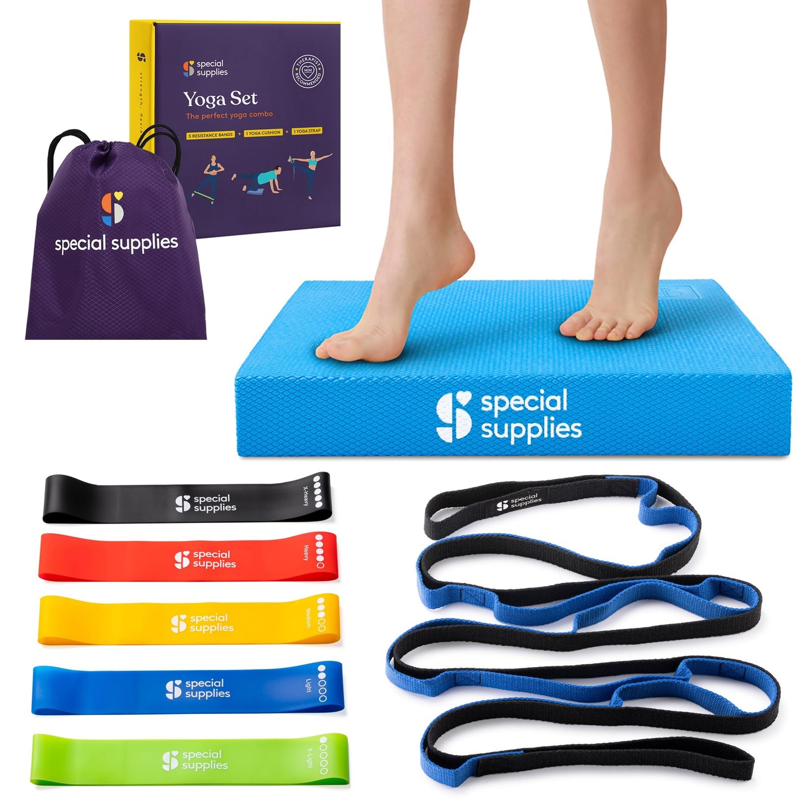 SPECIAL SUPPLIES Balance Board and Yoga Strap Set with Exercise Bands for Str…