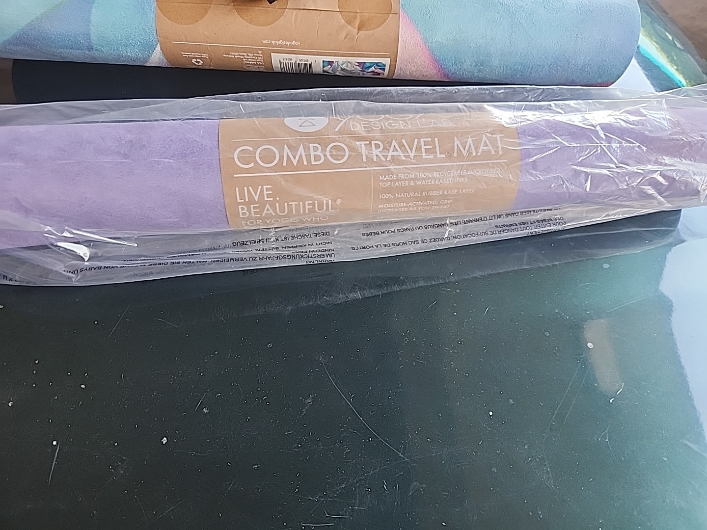 Combo Yoga Mat 2 in 1 Hot Yoga Power Bikram Ashtanga Sweat w/ Carrying Strap