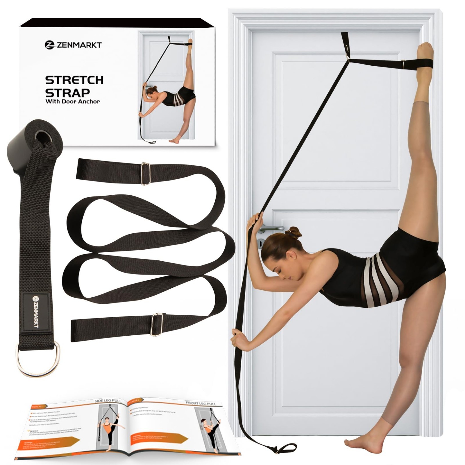 Stretching Strap with Door Anchor – Flexibility Trainer for Dance, Yoga, Gymnast