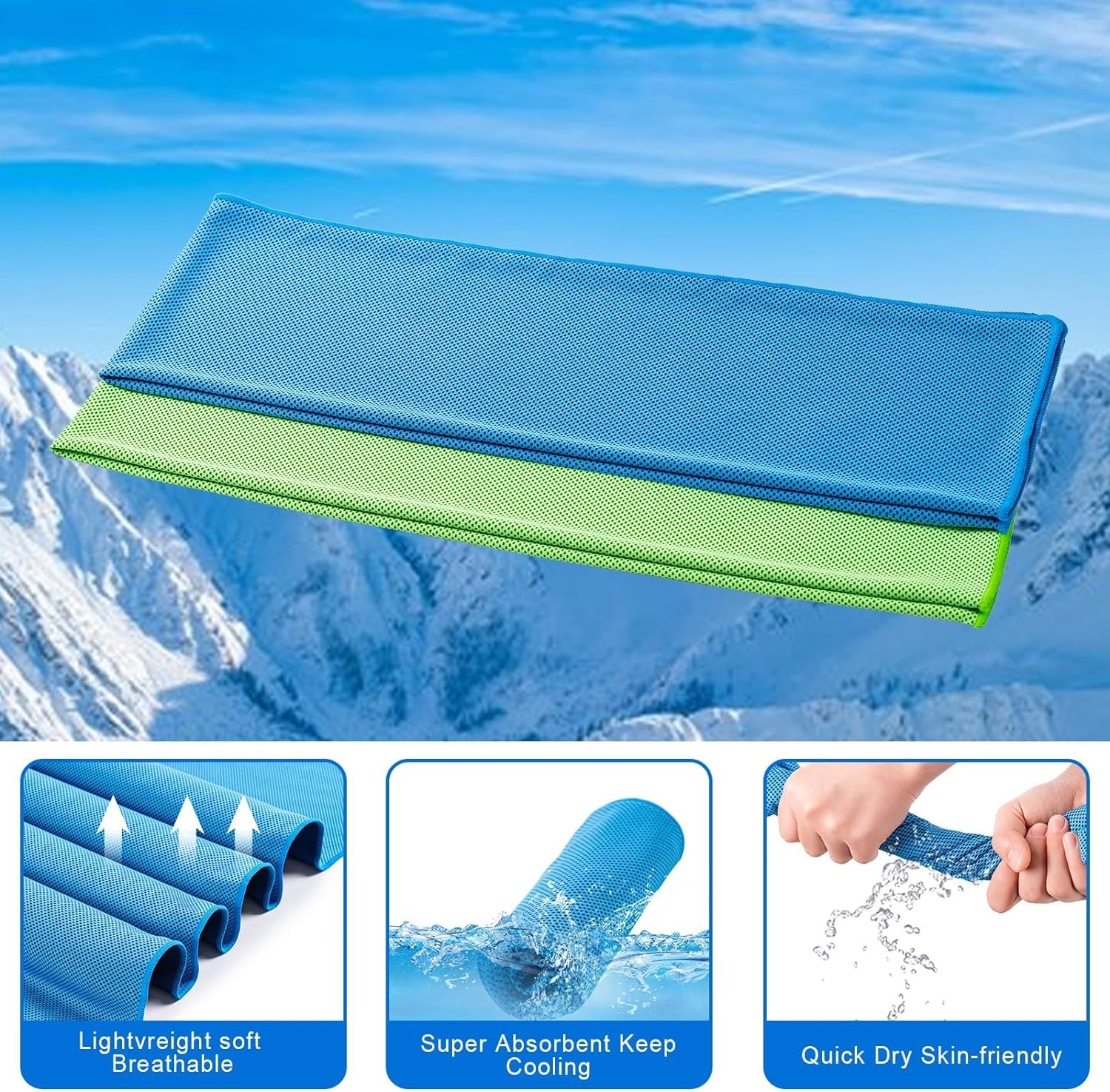 Cadono 4 Pack Cooling Towel 40X12 Soft Breathable Chilly Towel Ice Towel
