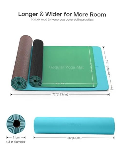 Yoga Mat Non Slip TPE Pilates Exercise Mats for Home Workout Gym Turquoise