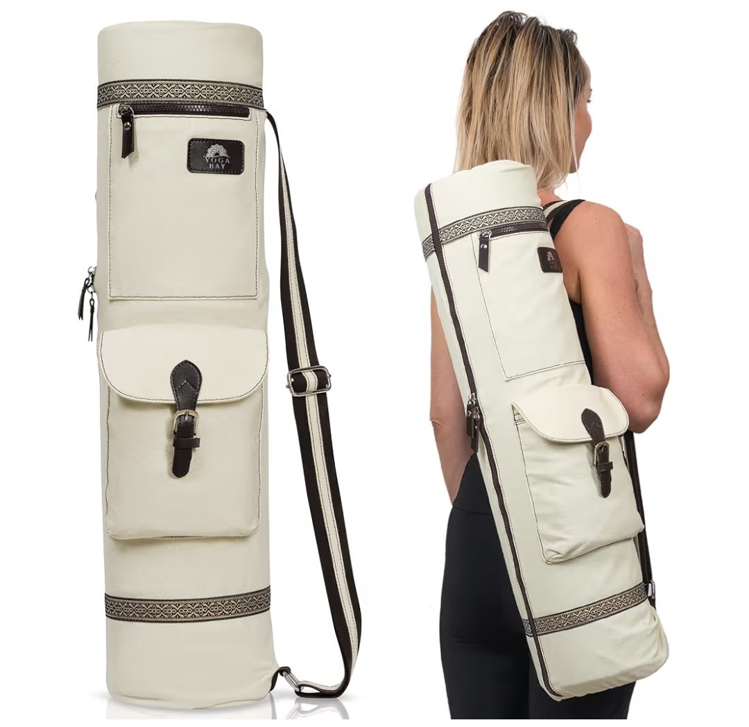 Aqua Blue Yoga Bay Mat Bag Premium Canvas Carrier Shoulder Carry Crossbody