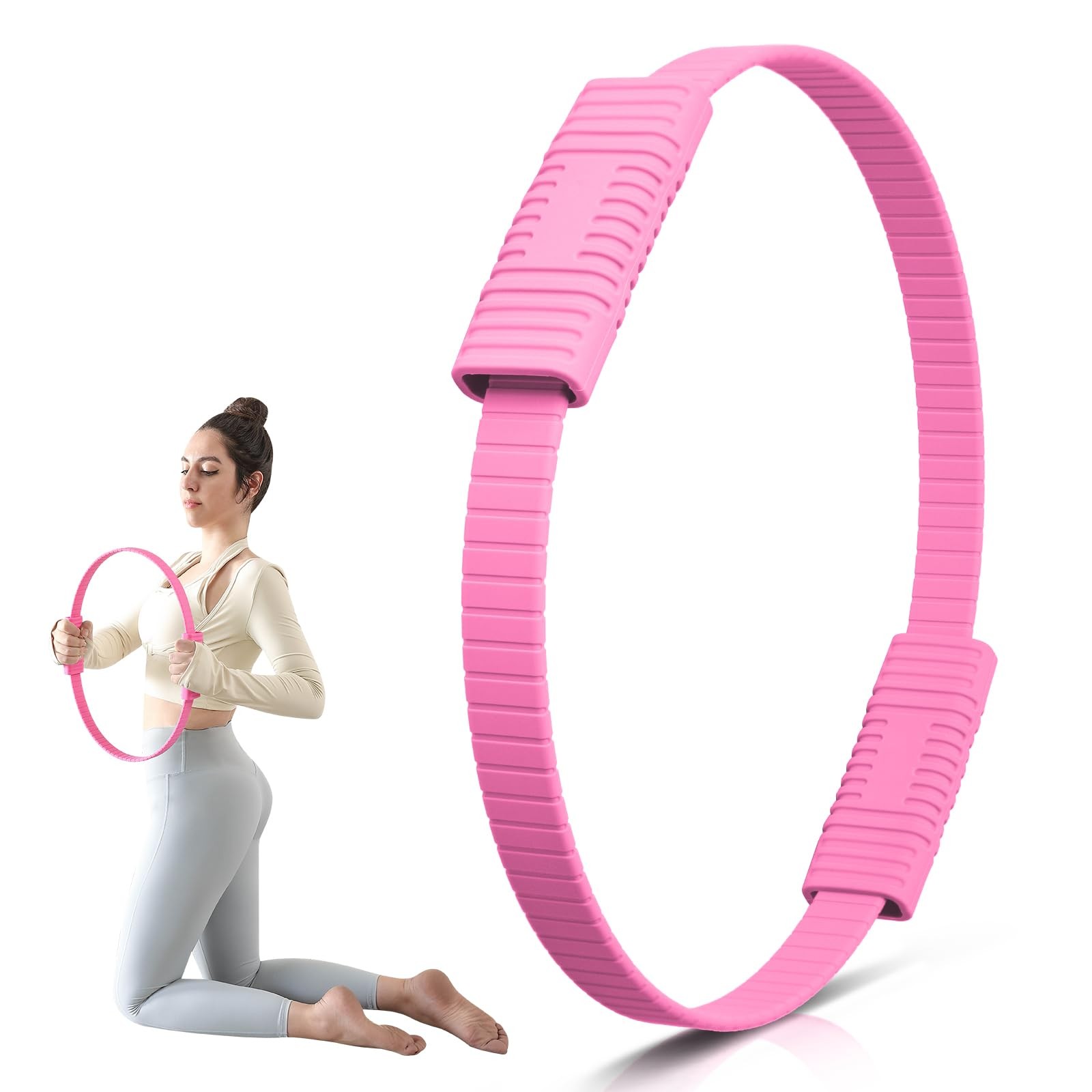 Zmarthumb Pilates Ring, 13.5&Prime; Silicone Magic Fitness Circle with Pink