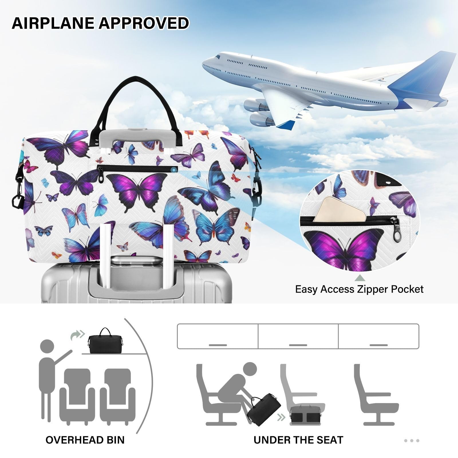 Beautiful Butterflies Travel Duffle Bag Gym Yoga Carry on Bags for Men Women …