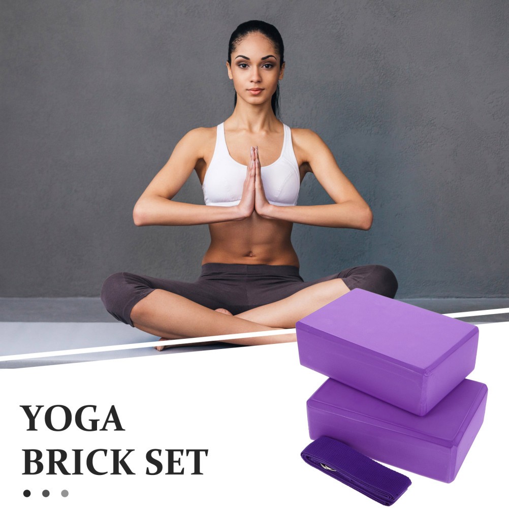 3Pcs Foam Yoga Blocks and Strap Set for Pilates and Yoga Posture Improvement