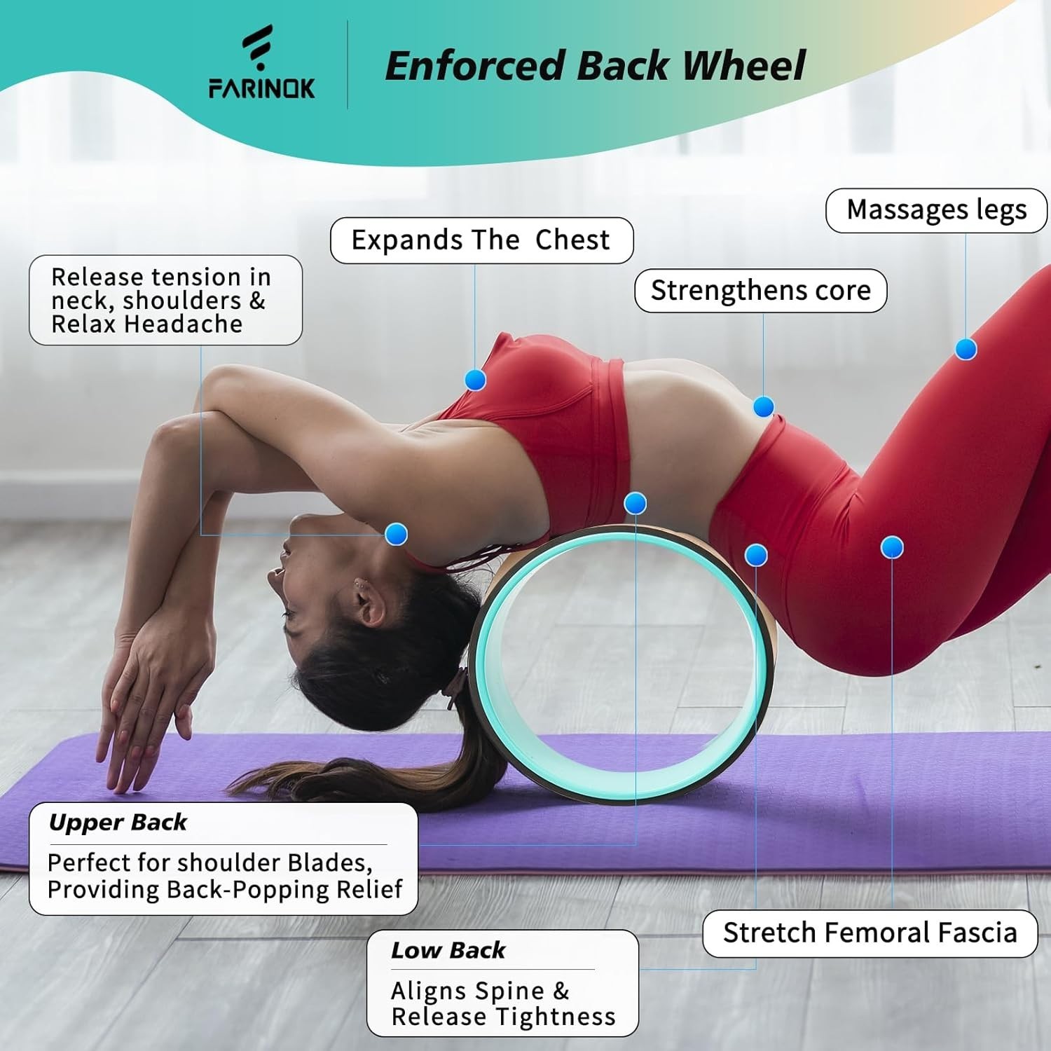 Upgraded Yoga Wheel Set with Extra Cushioning for Stretching and Flexibility