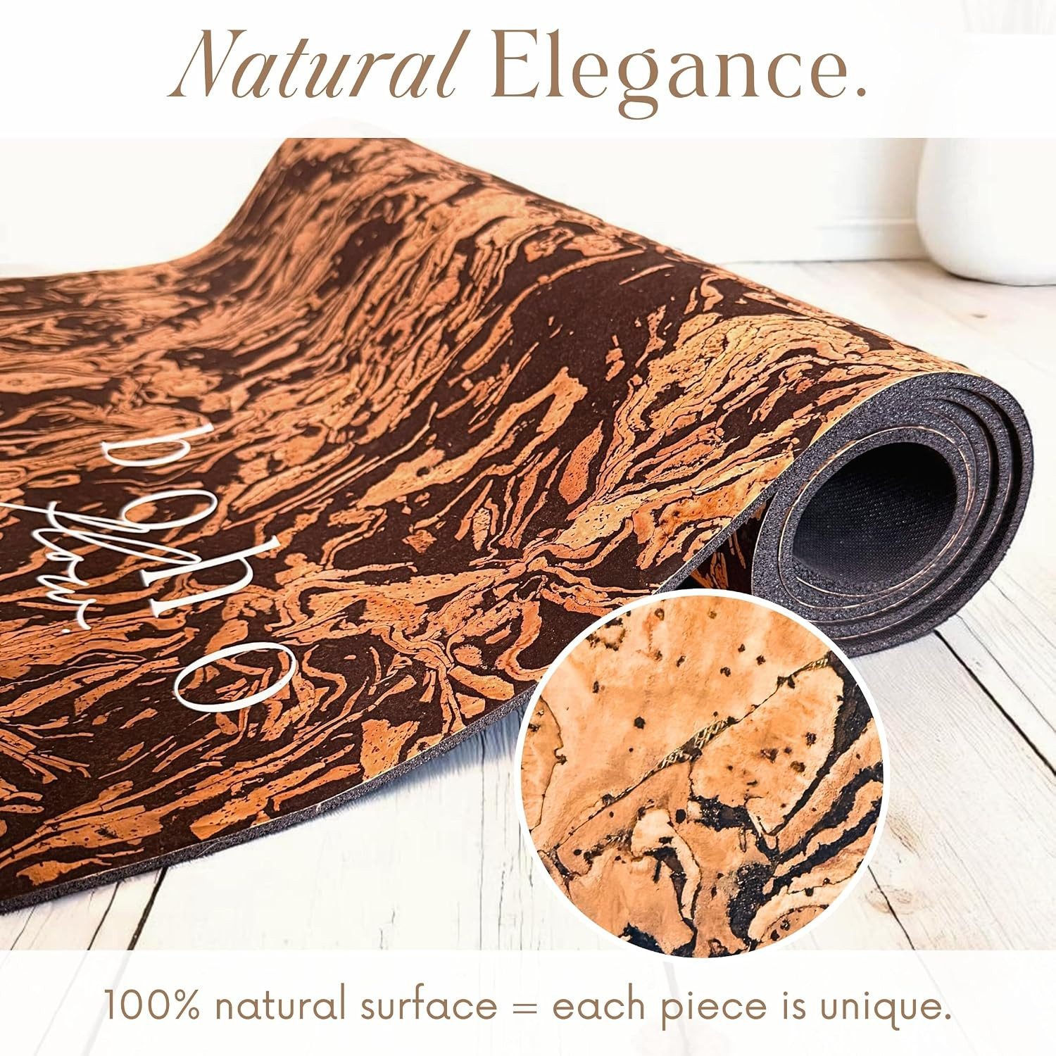 Premium Eco-Friendly Cork Yoga Mat with Handmade Boho Bag – Gold or Coffee