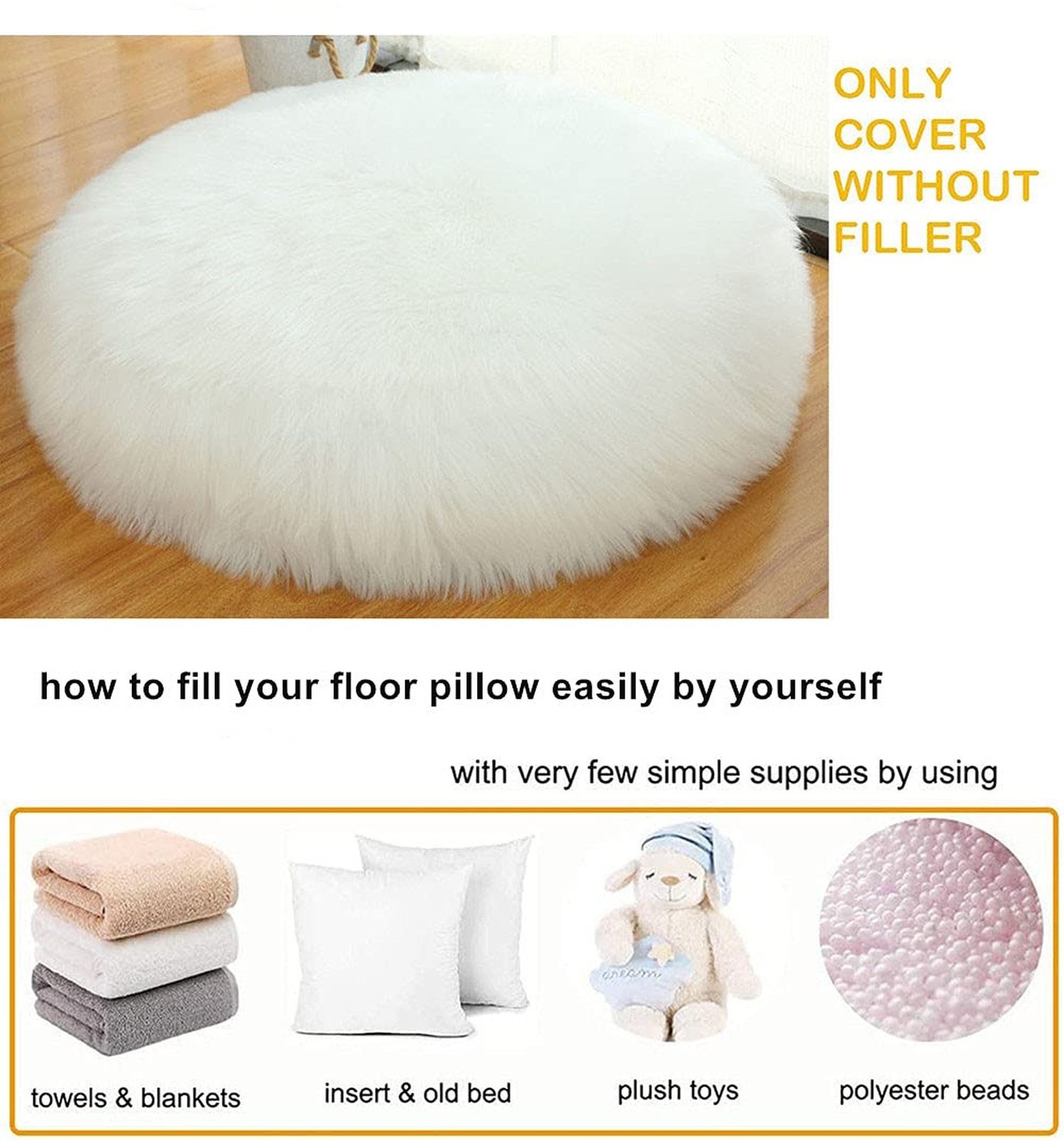Asuprui Unstuffed Floor Pillow Meditation Cushion No Filler Large Floor Cushi…