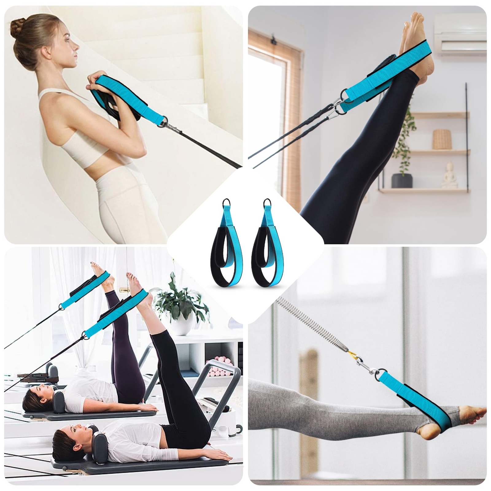 2PCS Pilates Strap, Pilates Double Loop Strap, Comfortable Enhanced Thickness…