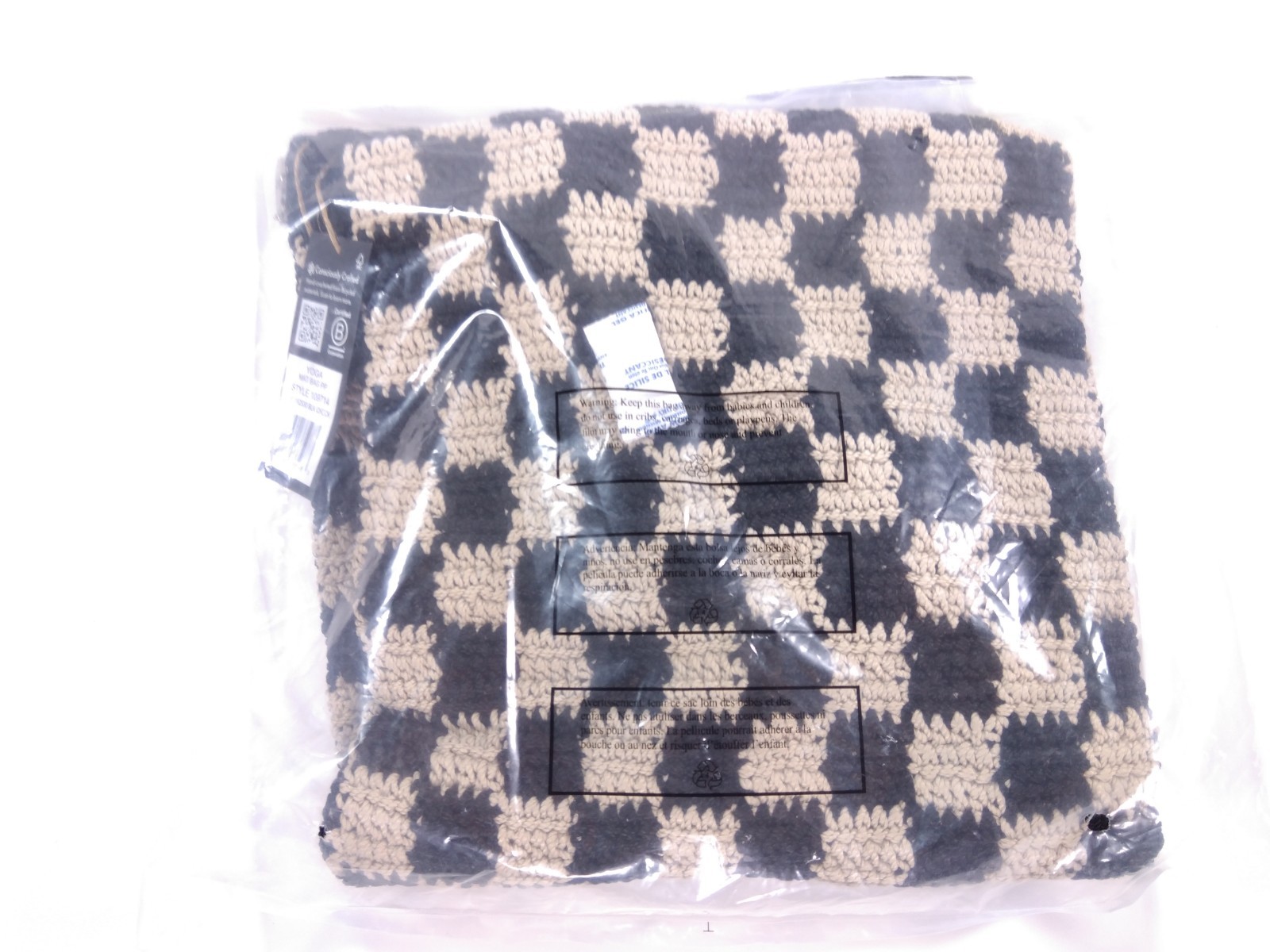 The Sak Crochet Yoga Mat Bag Hand Made Black Check Style 109714