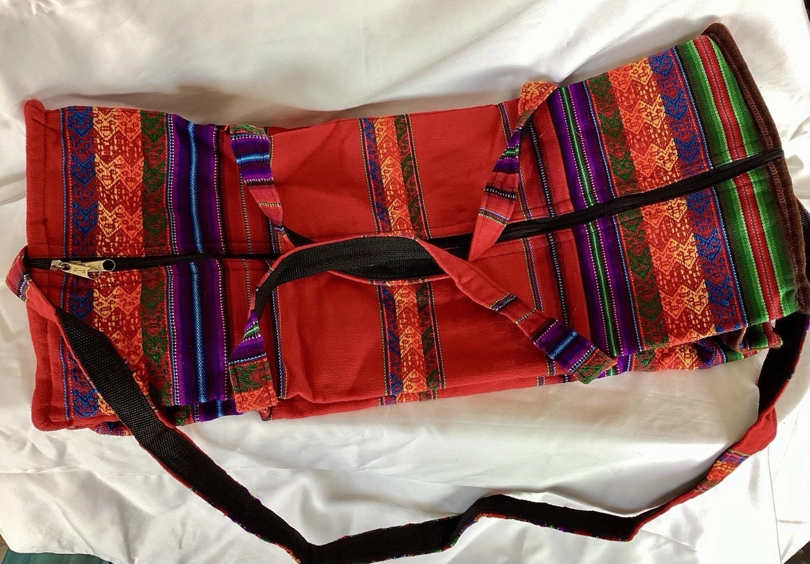 90s Vintage Peruvian Showcases Vibrant Heritage Handmade Yoga Duffle Travel Bag