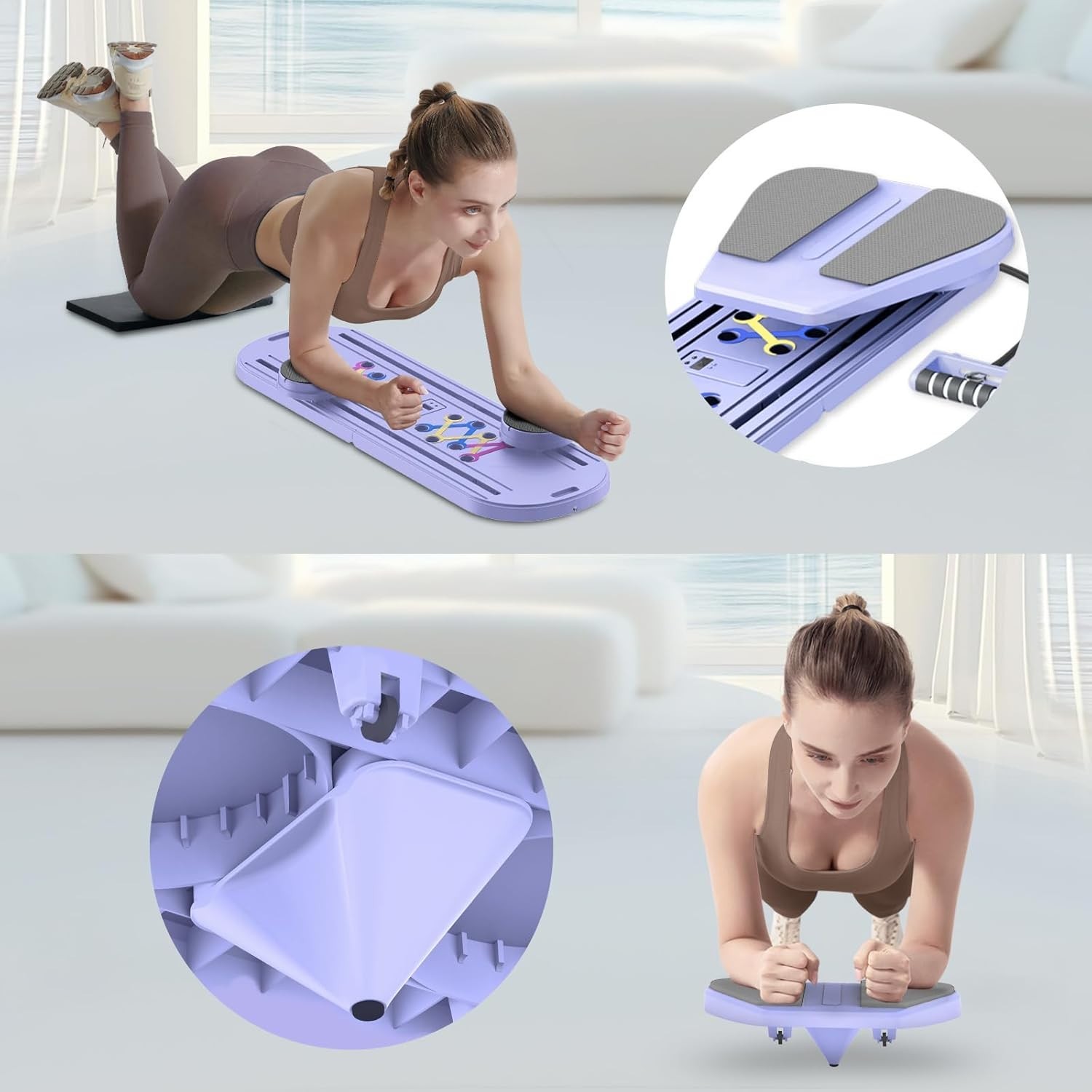 Foldable Pilates Board Home Gym Workout Set w/ Resistance Bands for Beginners
