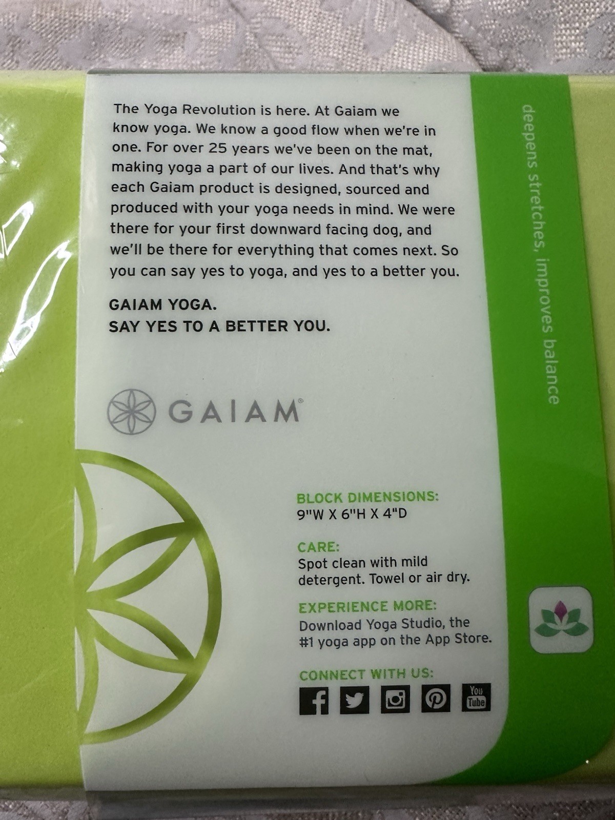 Gaiam Foam Yoga Block – Supportive Foam Soft Non-Slip Surface for Yoga W Socks