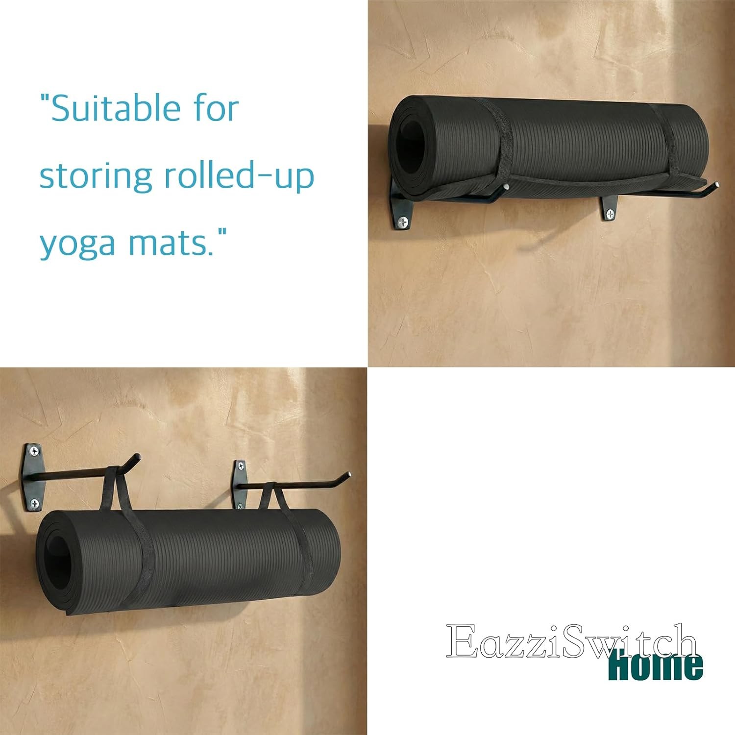 Yoga Mat Holder Wall Mount: Hanging Exercise Mat Rack – 2 Pack Heavy Duty