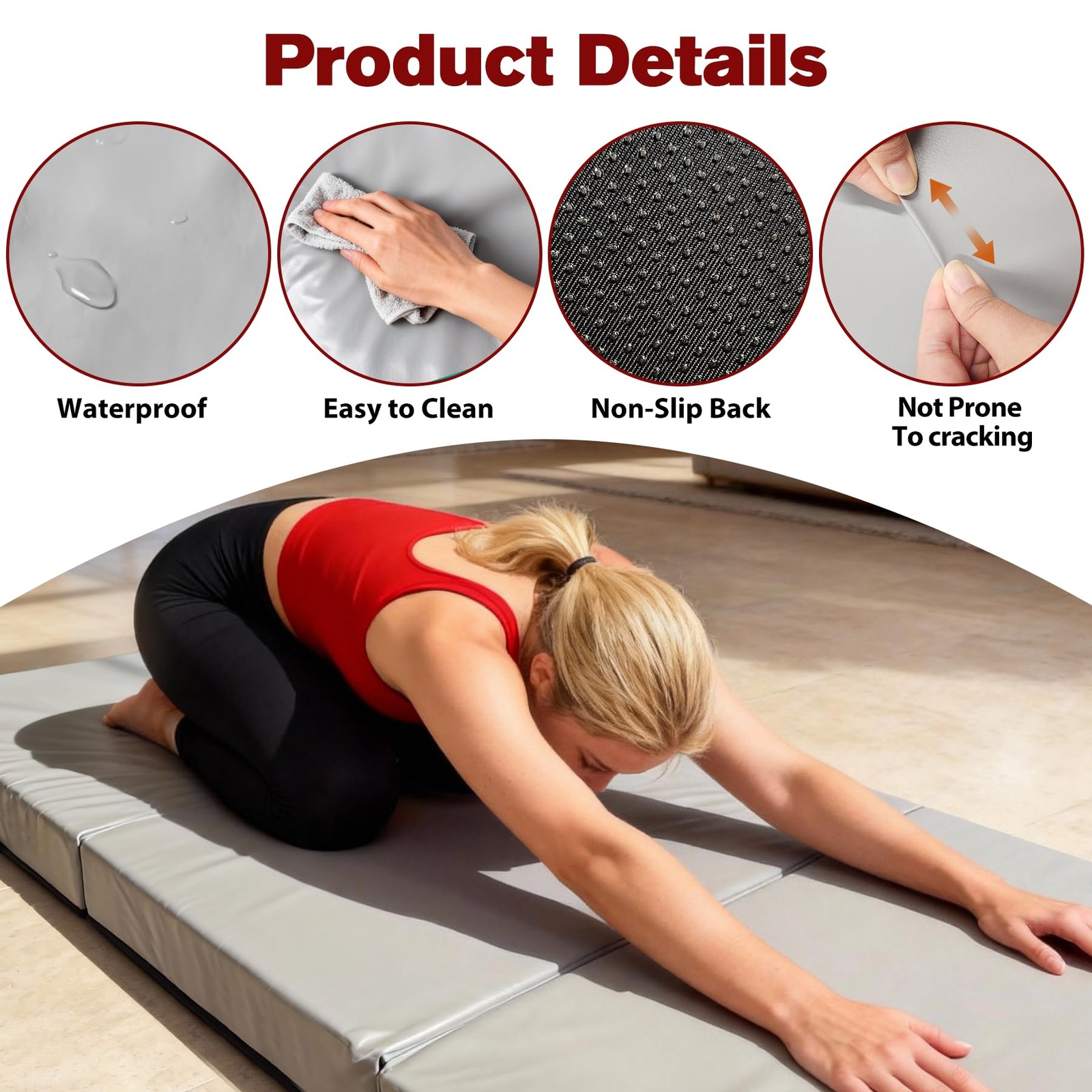 3inch Thick Workout Mat,6 * 2.5ft Extra Thick Wide Folding Yoga Mat, Tri-Fold…