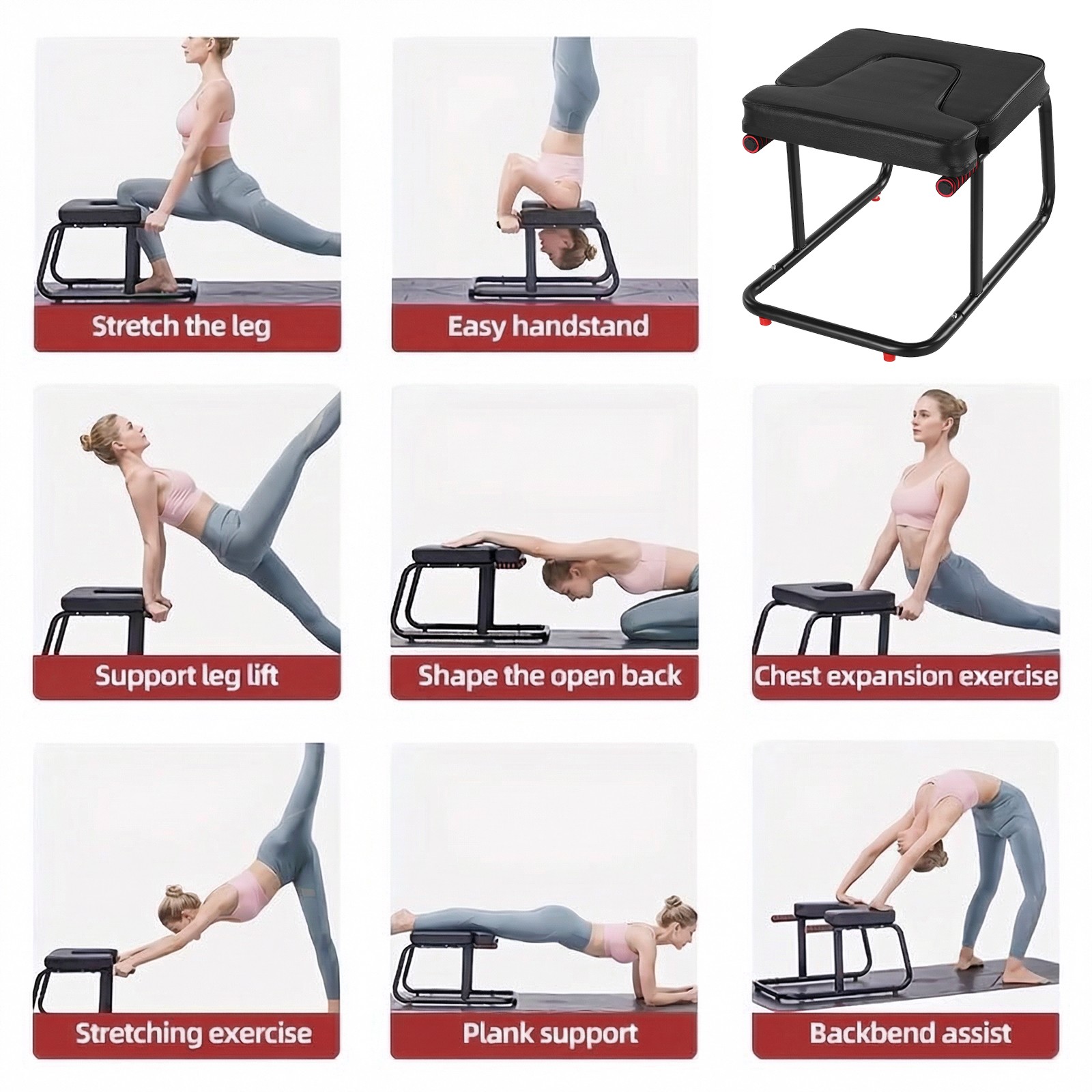 Yoga Headstand Bench Exercise Inversion Stool Workbench Upside Down Chair USA