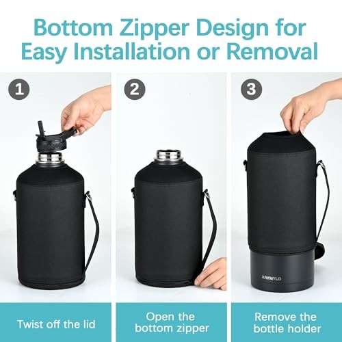 Water Bottle Holder Carrier Bag Crossbody with Adjustable 128 Ounces Black