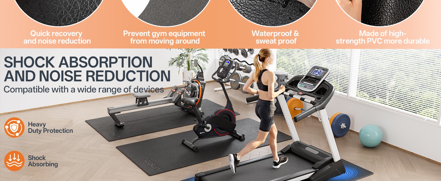 Treadmill Mat, Bike Trainer Mat for Stationary Spin Bike, 72&Prime; x 48&Prime; Non Slip