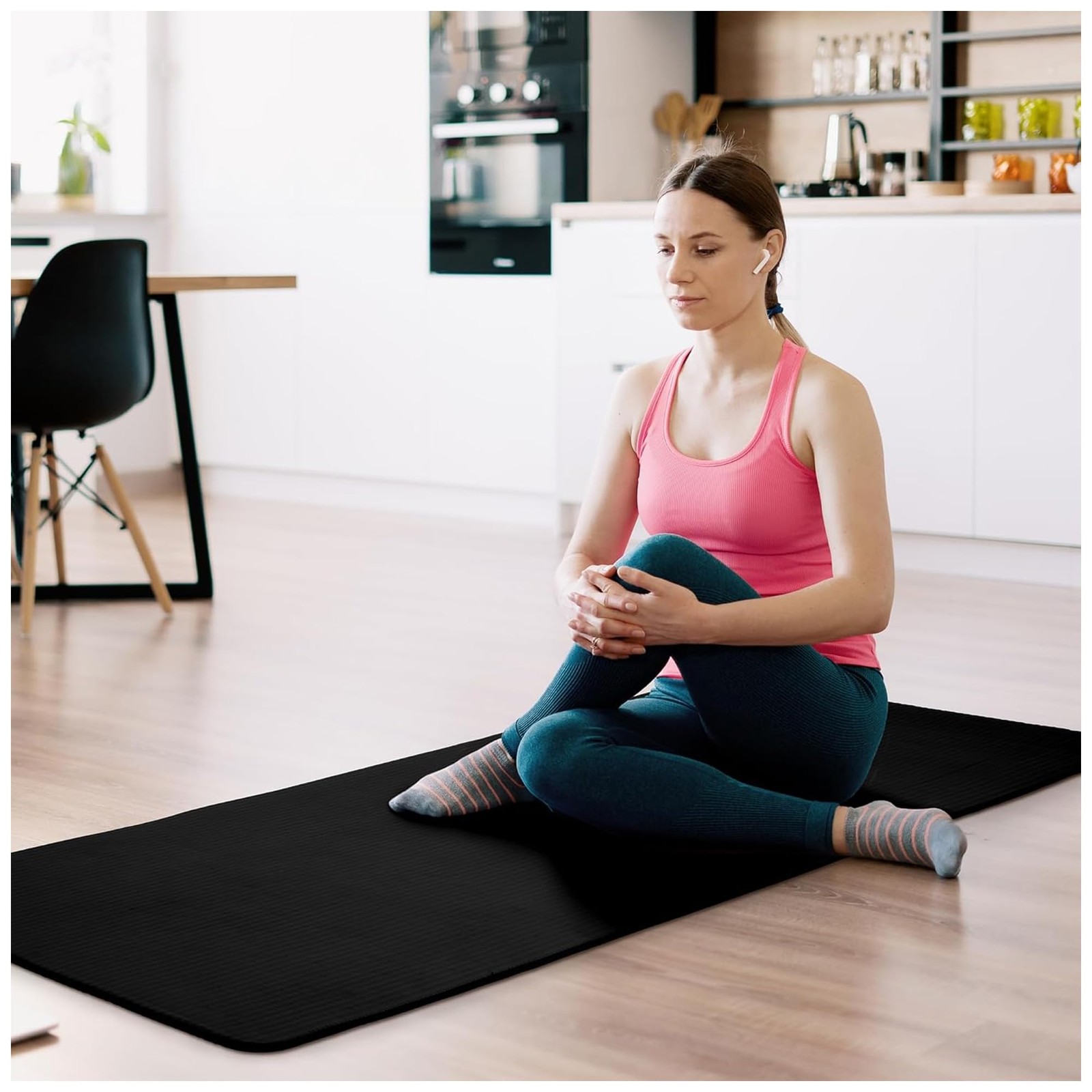 Fitvids 1/2-Inch Thick High Density Foam Exercise Yoga Mat One Size, Black