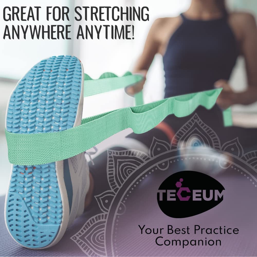 [NEW 2023] Yoga Stretching Strap 10 Loops Non-Elastic Strap – Home Workout St…