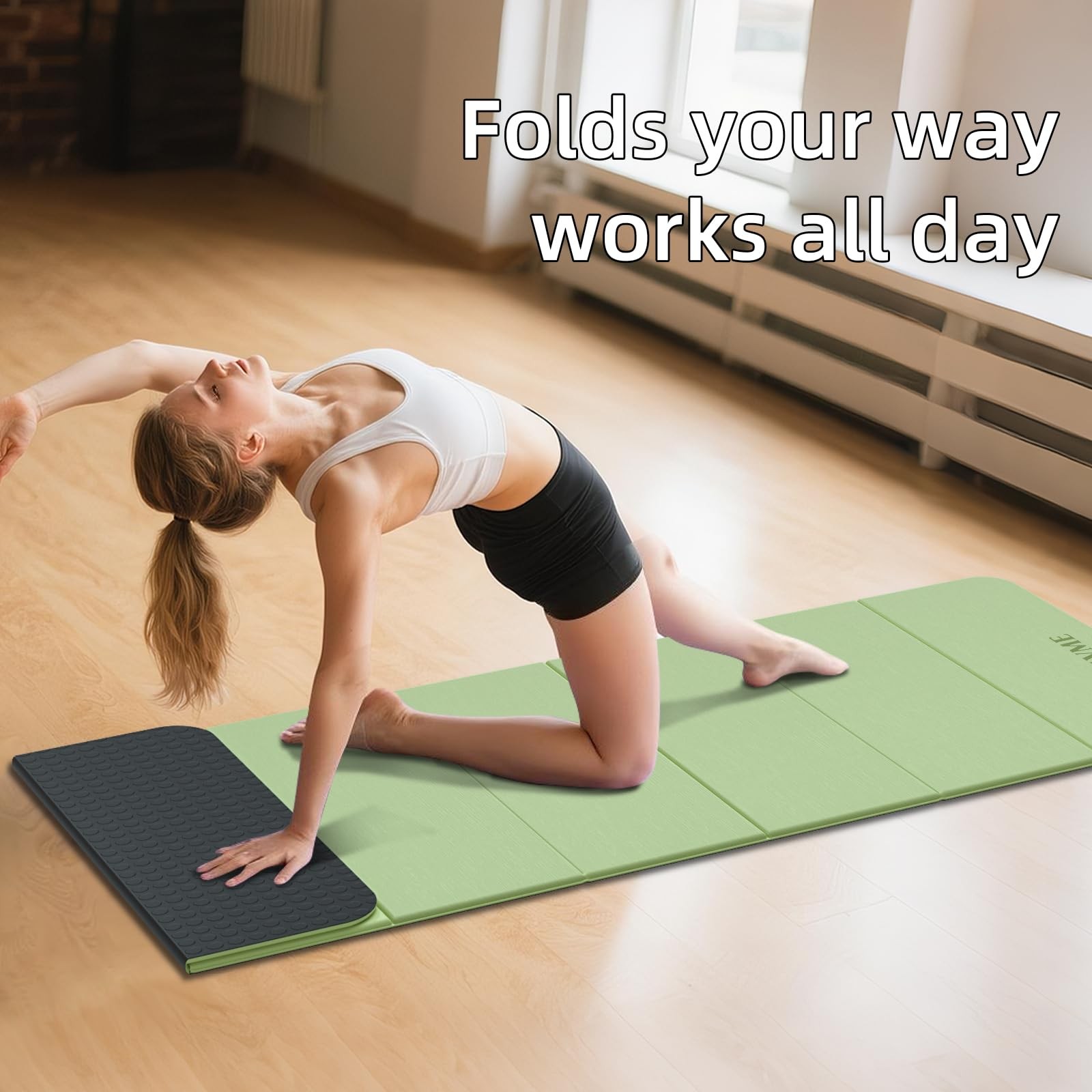 Foldable Yoga Mat 0.32 inches Thick(8mm), SGS Certified POE Material