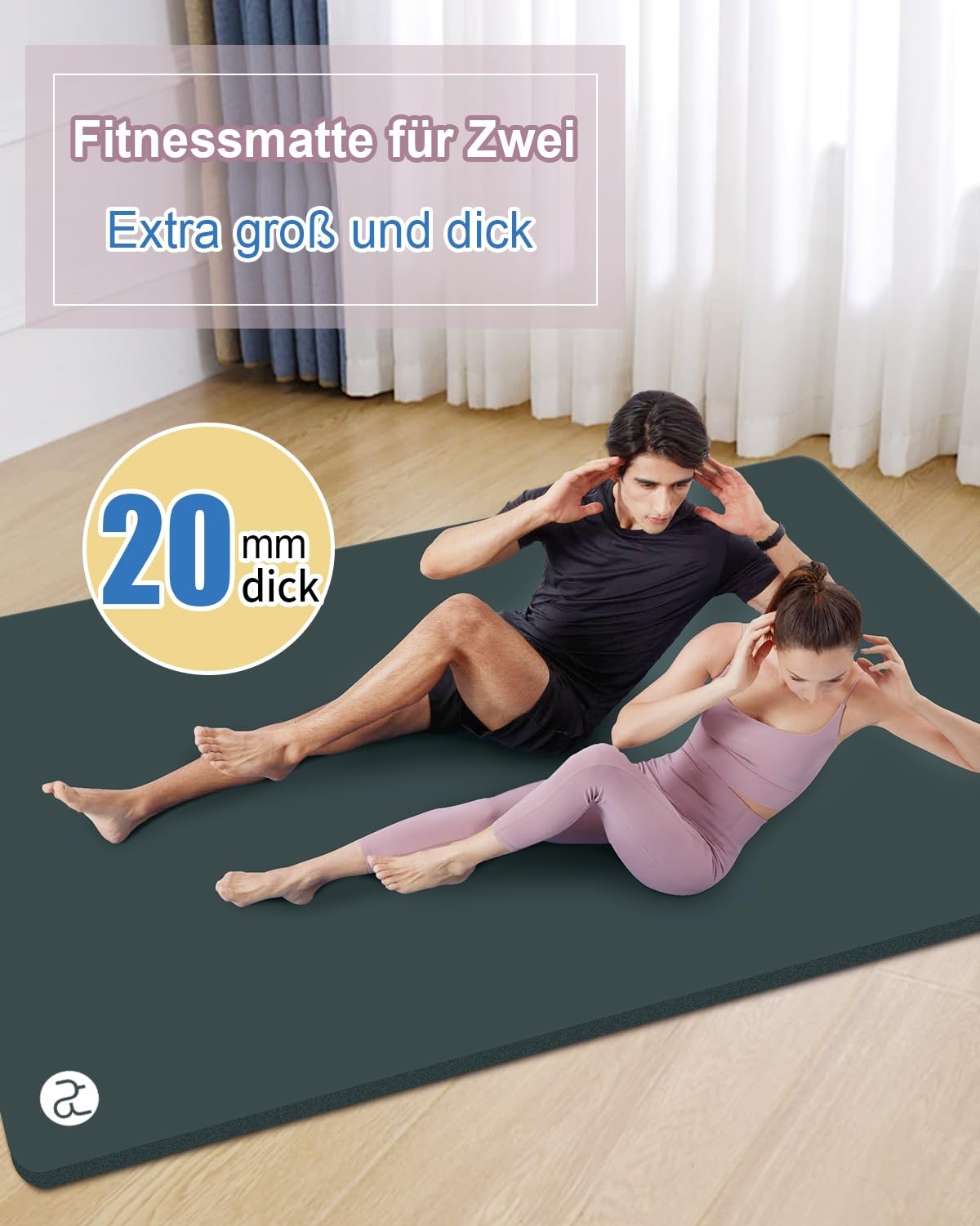 Yoga Mat XXL 200×130×2cm Fitness Mat Extra Large Wide Sports Mat NBR Extrad…