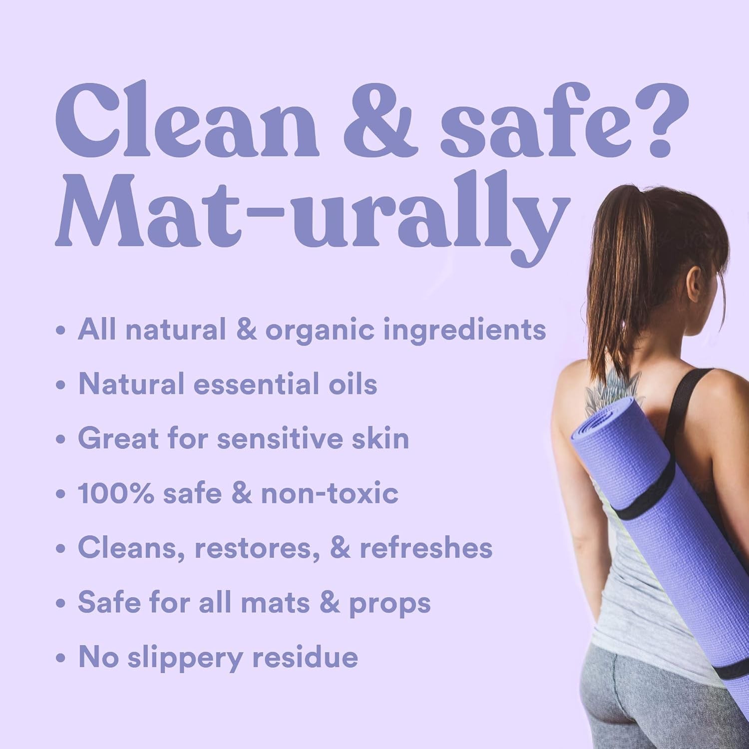 ASUTRA Yoga Mat Cleaner Spray (Peaceful Lavender), 4 fl oz – No Slippery Residue