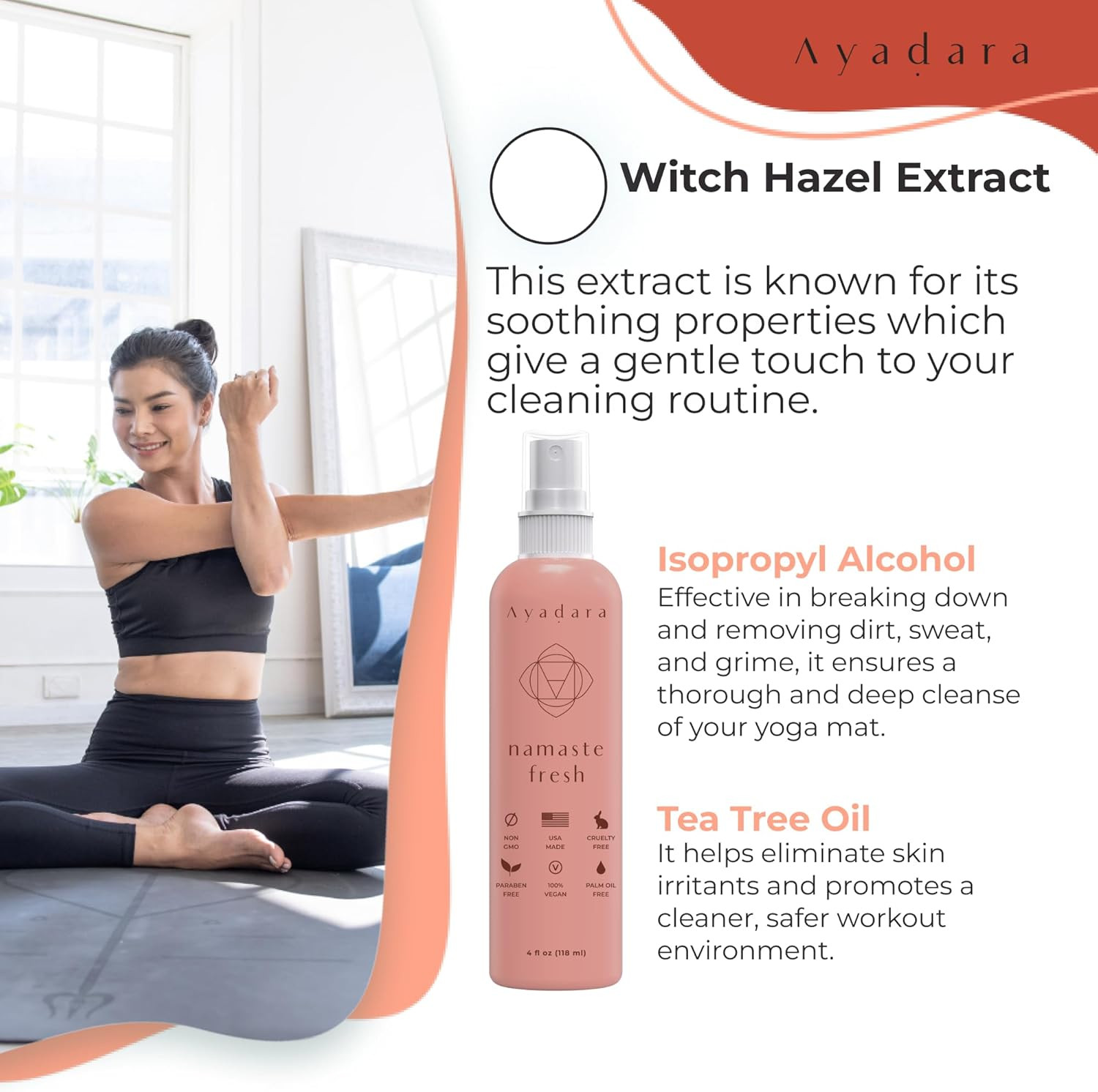 Yoga Mat Cleaner Spray, Cleaning Spray for Yoga Accessories, All Purpose Mat Spr