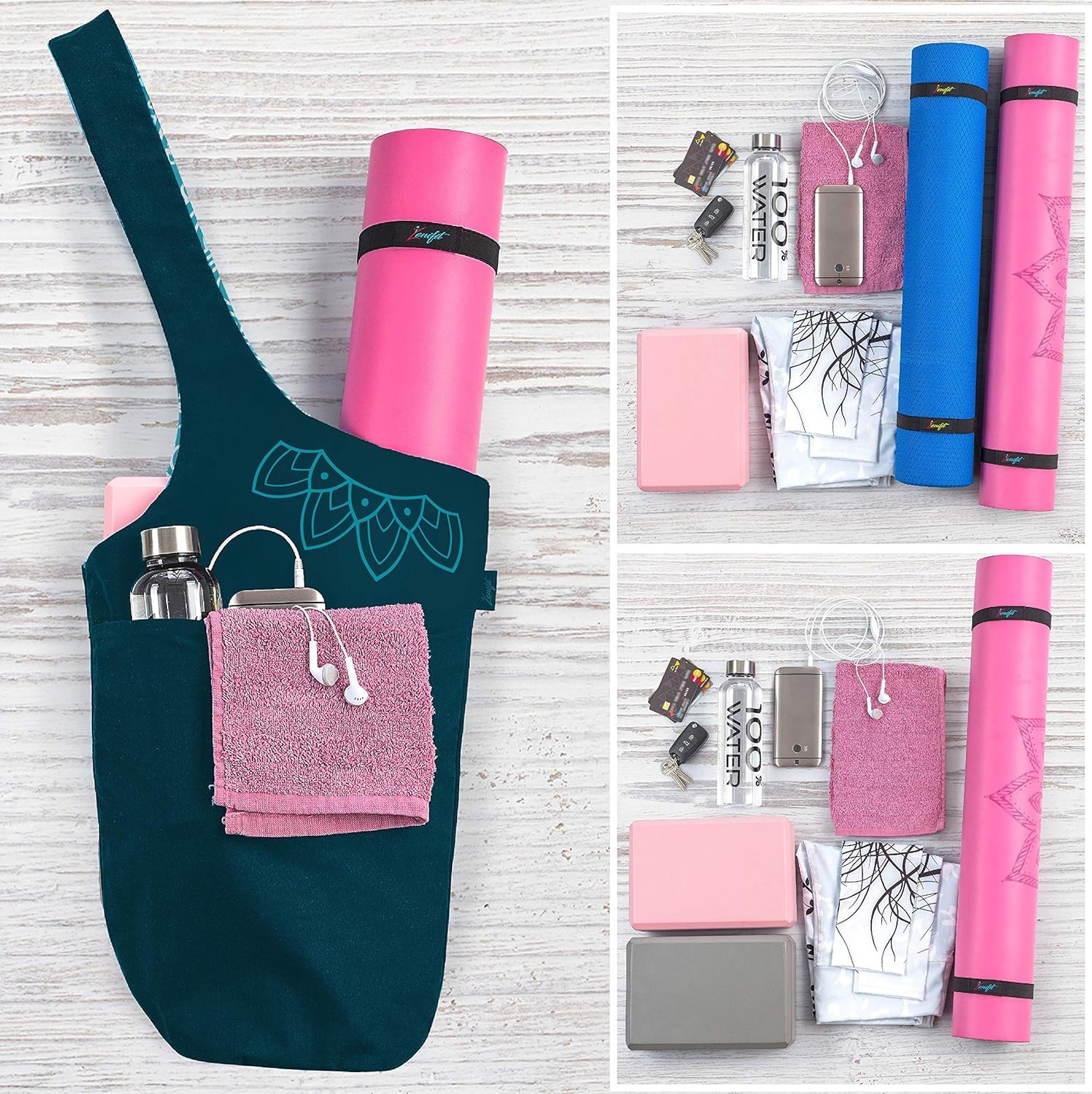 Elegant Yoga Mat Bag – Holds Up to 72in Mats, 3 Pockets & Dreamcatcher Design