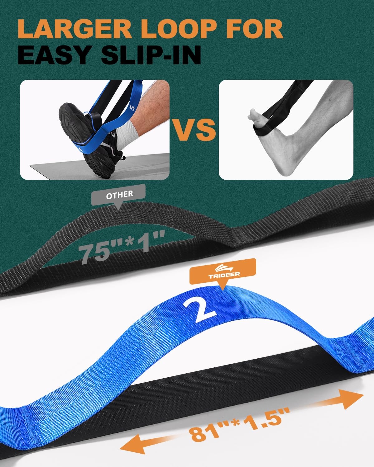 Stretching Strap for Physical Therapy, NonElastic Yoga Strap with 10 Loops, D…
