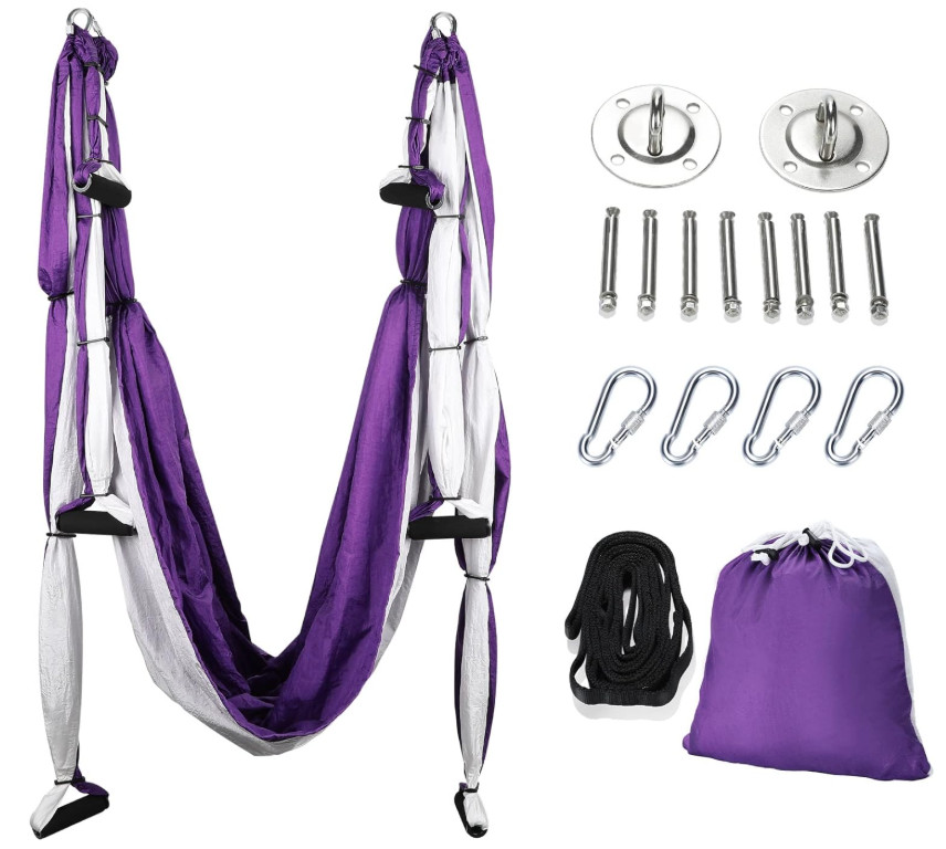 Columpio de yoga aéreo con hamaca, correas de extensión y kit de montaje, Nuevo