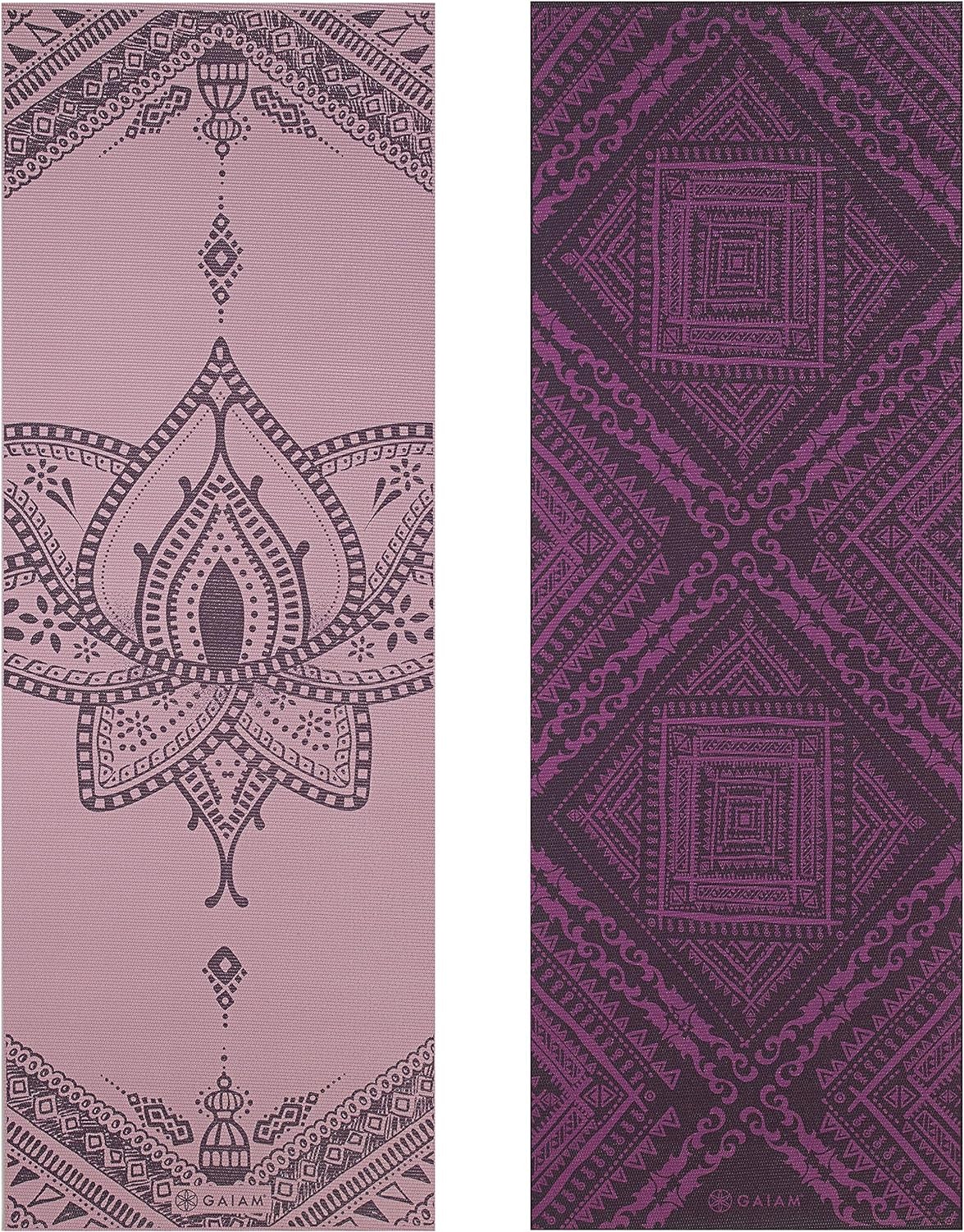 Gaiam Yoga Mat – Premium Print Reversible Extra Thick Non Slip Exercise & Fitnes