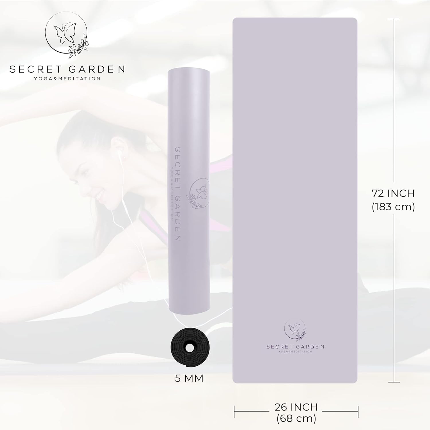 Blossom Non-Slip Yoga Mat – 5mm Thick for Comfort in Pilates & Meditation