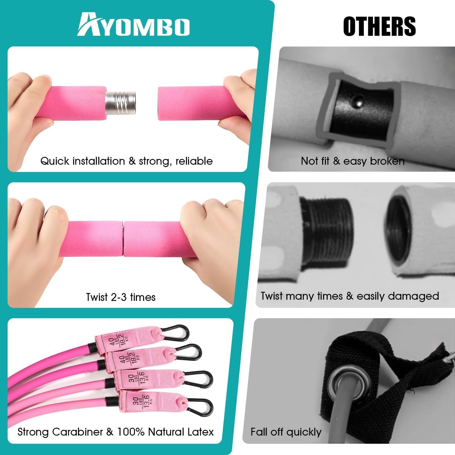 Portable Pilates Bar Kit – Non-slip Grip & Resistance Bands for Complete Fitness
