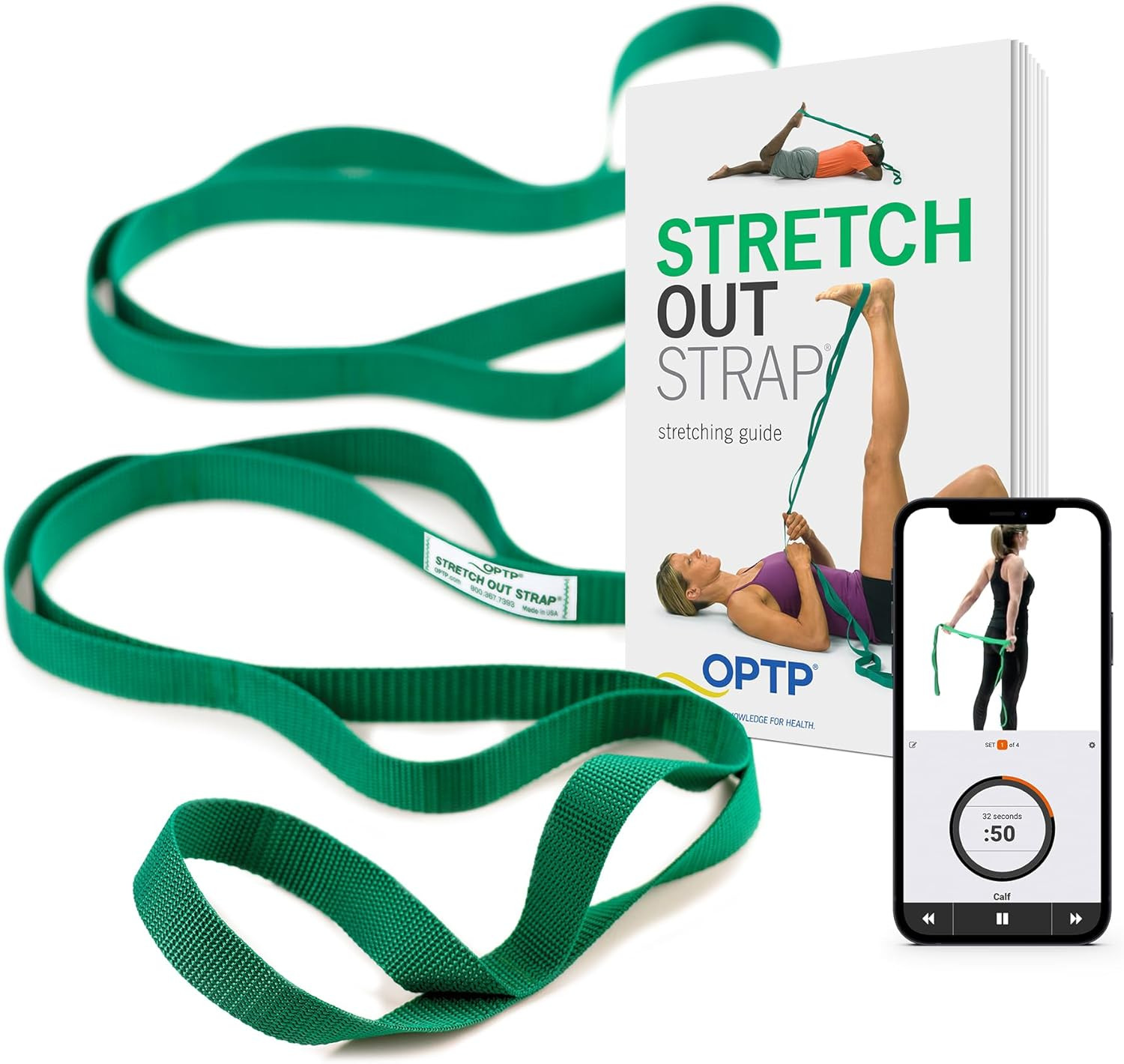 the Original Stretch Out Strap with Exercise Book, USA Made Top Choice Stretch O