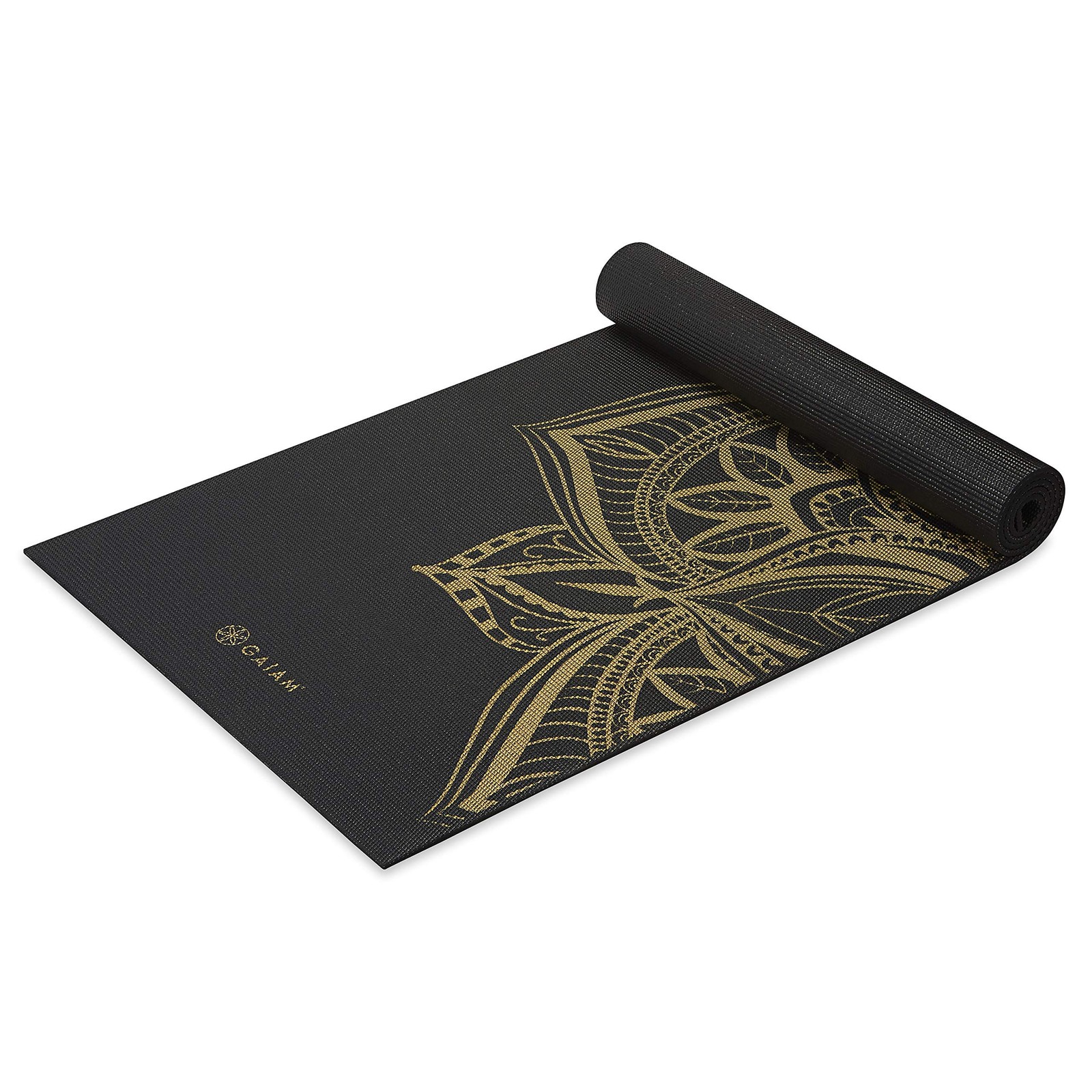Gaiam Yoga Mat Premium 68&Prime;L x 24&Prime;W x 6mm Thick, Metallic Bronze Medallion