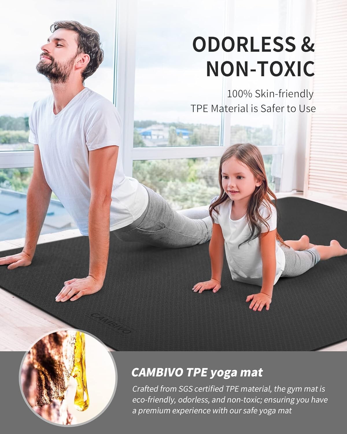 Extra Large 6&rsquo;x4&prime; Thick Black Yoga Mat – Perfect for Home & Outdoor Workouts