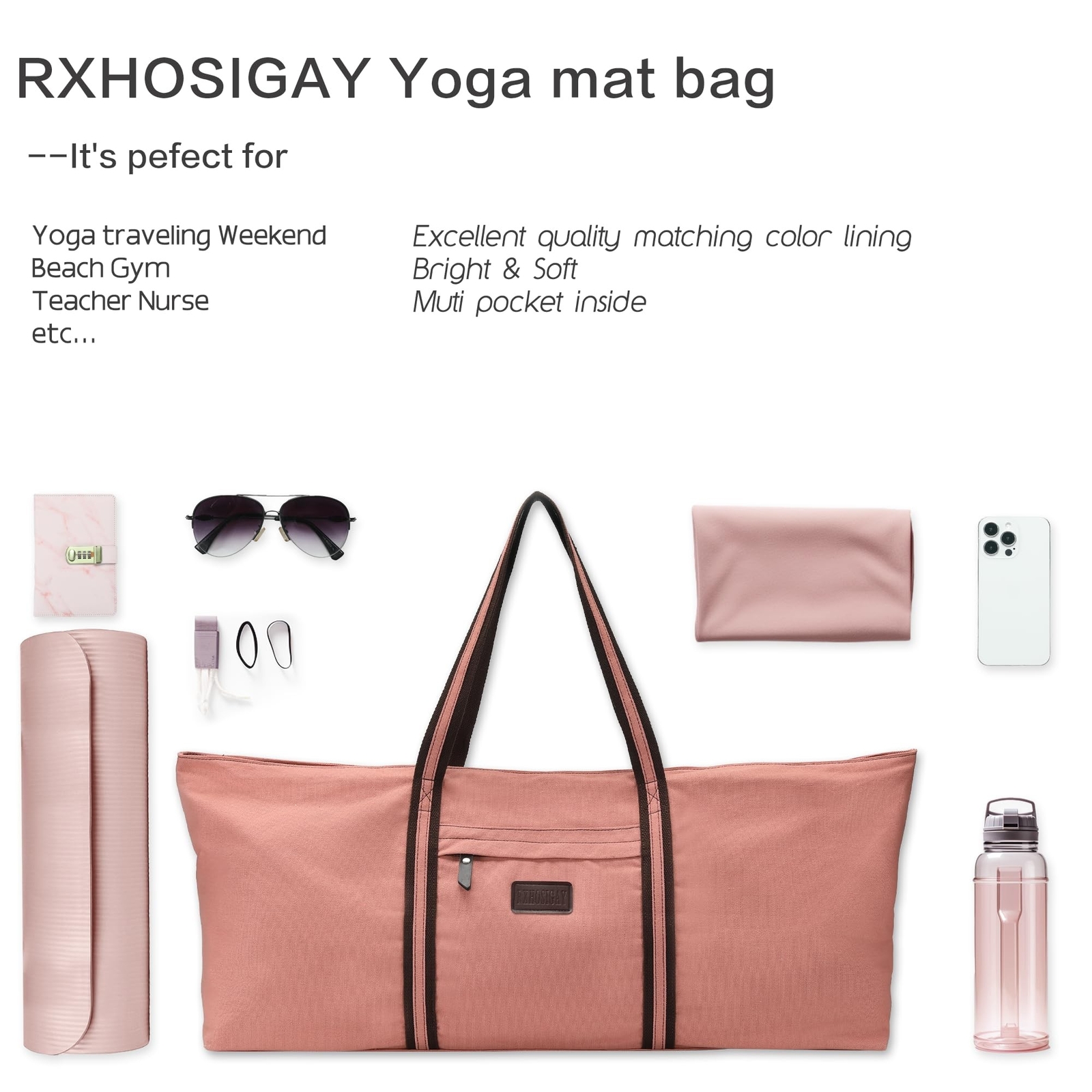 with Multi-Functional Storage Pockets Full-Zip Extra Large Yoga Mat Tote Bag …
