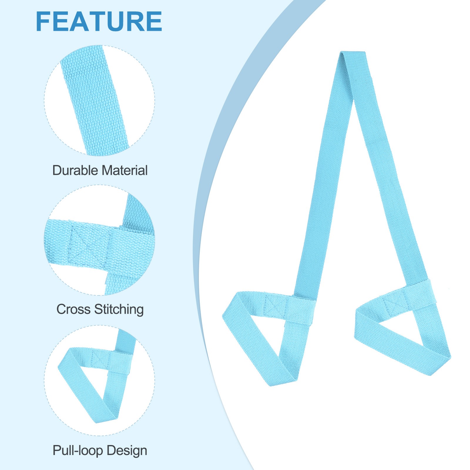 4Pcs Yoga Mat Strap Adjustable Yoga Mat Carrier Straps Sling, Sky Blue
