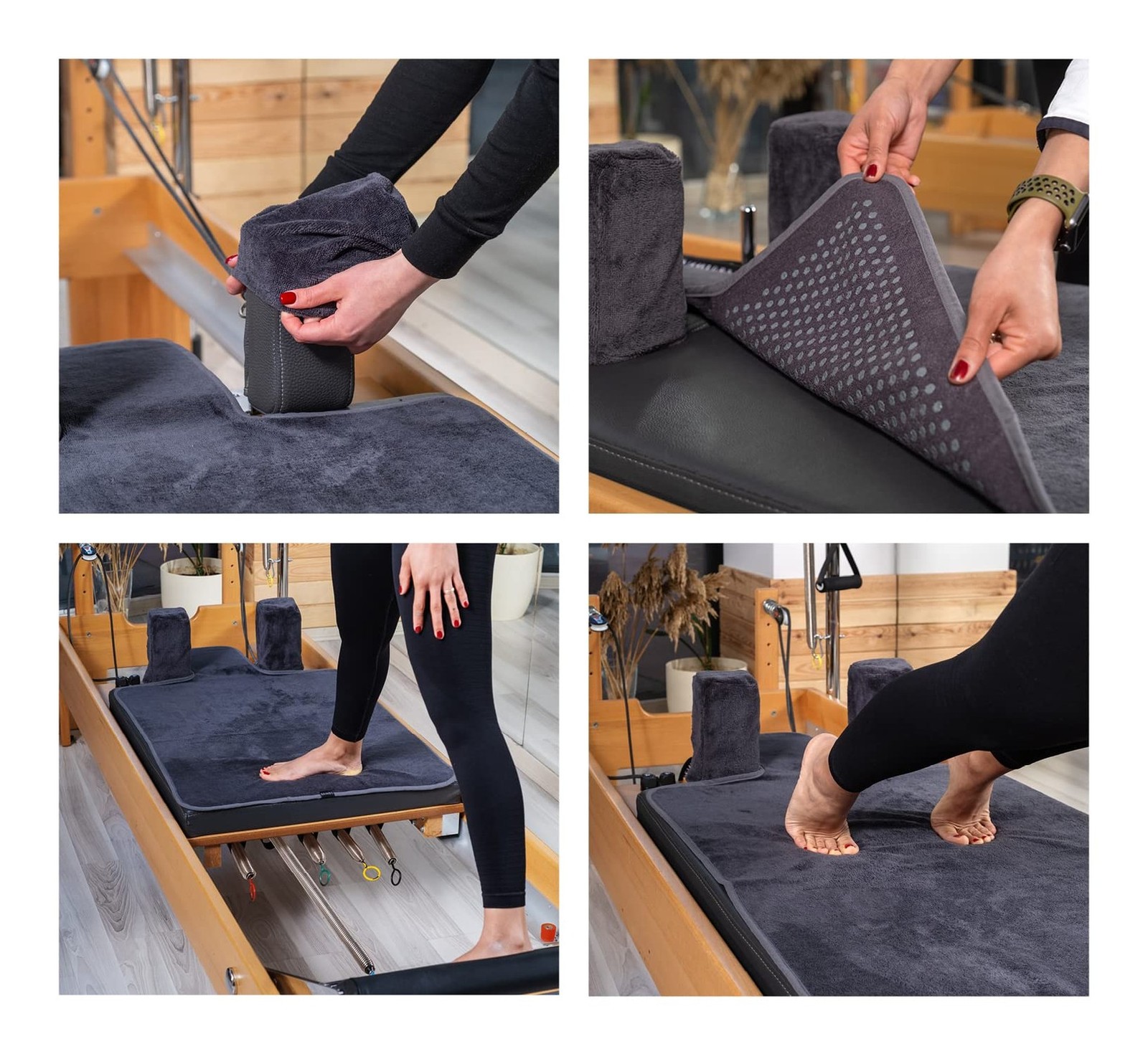 Pilates Reformer Non-Slip Mat Towel (Included 2 Pcs Shoulder Block Covers) (D…