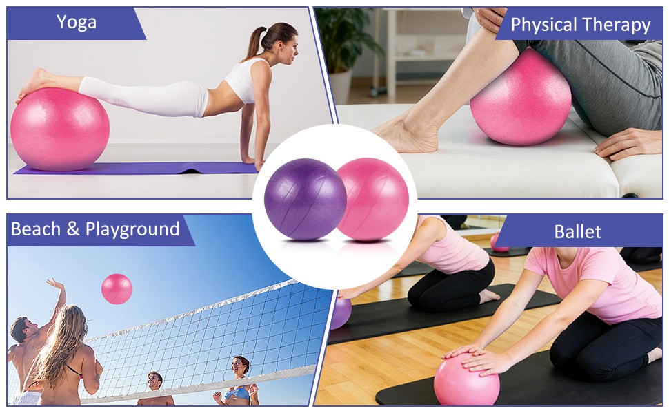 Pilates Ball 2P, 9 Inch Workout Ball for Women Men Kid Toddler, Small Exercise