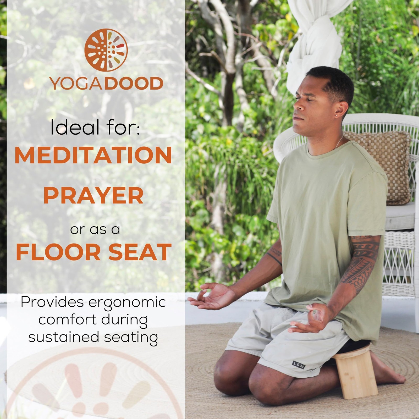 Yoga Dood Meditation Bench – Folding Meditation Stool with Velvet Cush