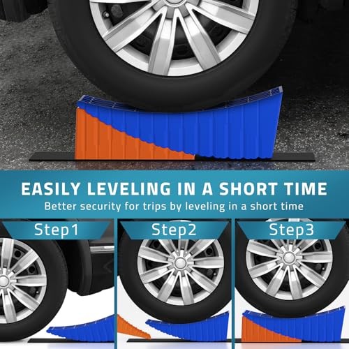 RV Camper Levelers, 2 Packs RV Leveling Blocks Heavy Duty & Blue-Orange