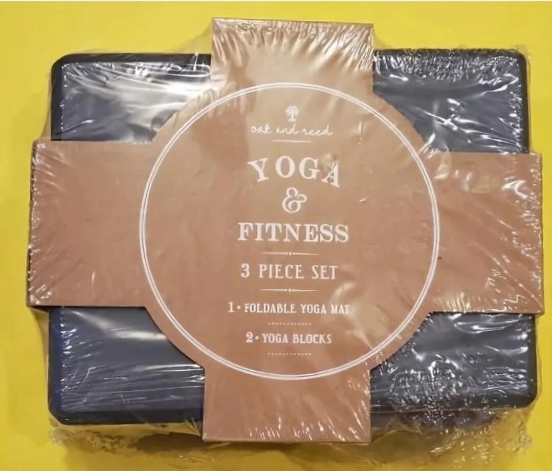 Oat Reed Yoga Fitness Foldable Exercise Mat, 2 Blocks 24&Prime; x 68&Prime; x 2.5 mm New 3pc