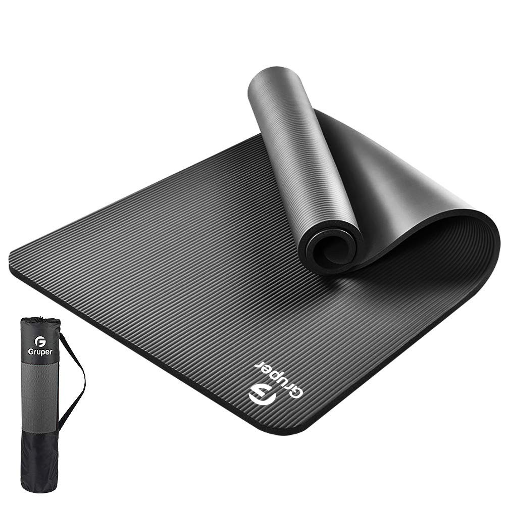 Gruper Thick Yoga Mat Non Slip, Large Size 72&Prime; L 72 x 32 x 0.6 inches, Black