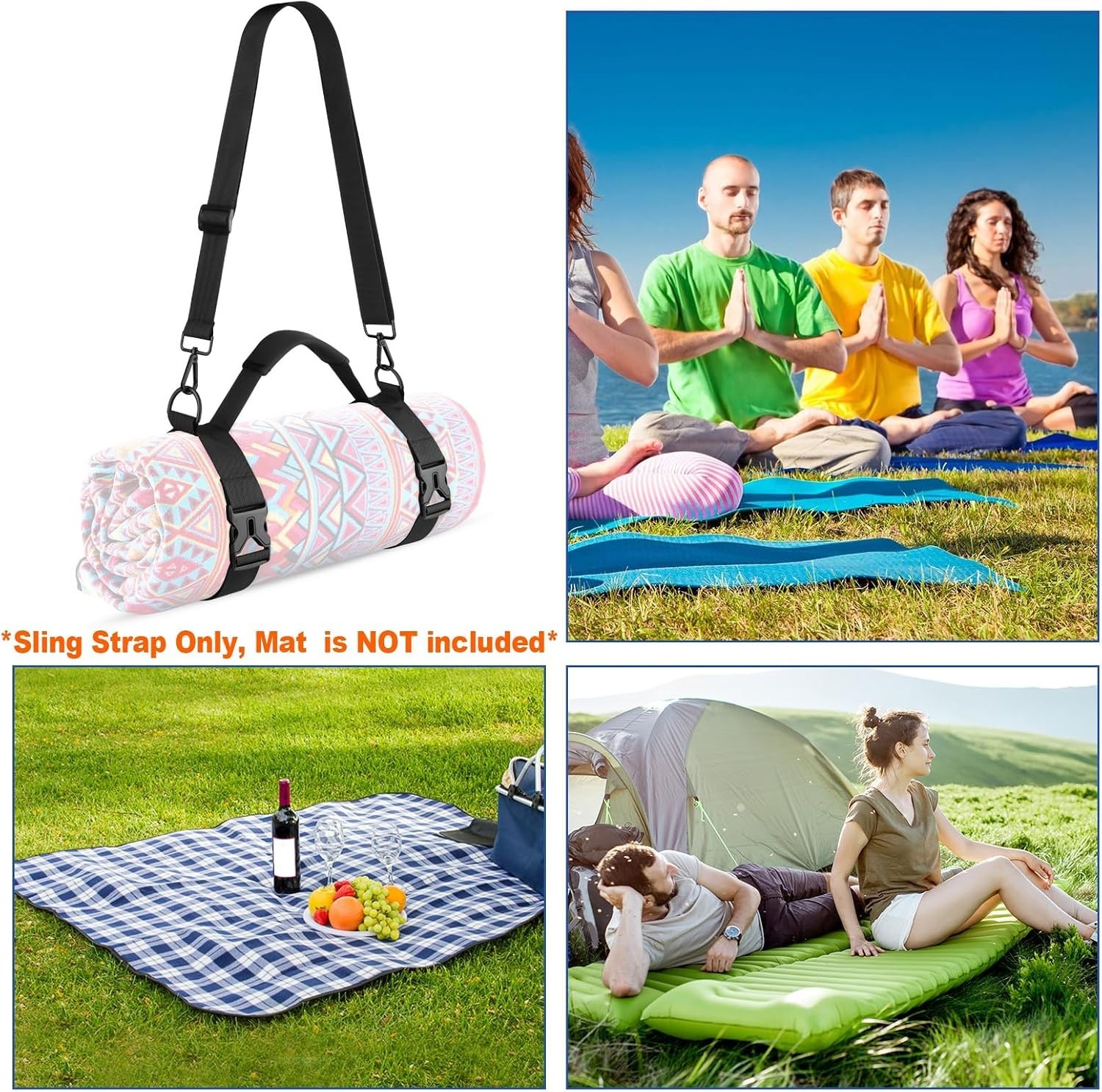 Adjustable Yoga Mat Strap – Portable Sling for Festivals