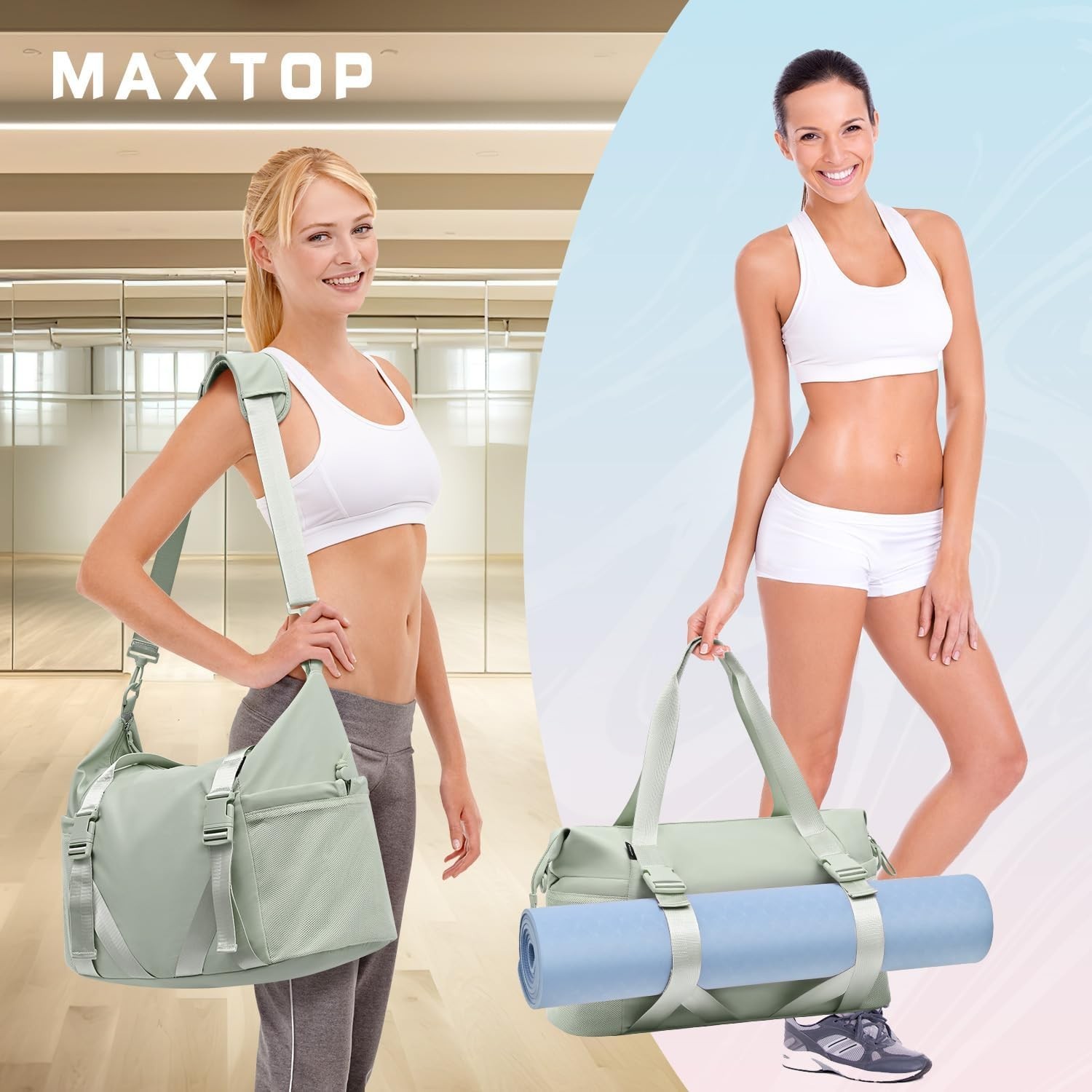 MAXTOP Women&rsquo;s Gym Yoga Duffle Bag with Shoe Pouch,Multi-Purpose Overnight Tr…