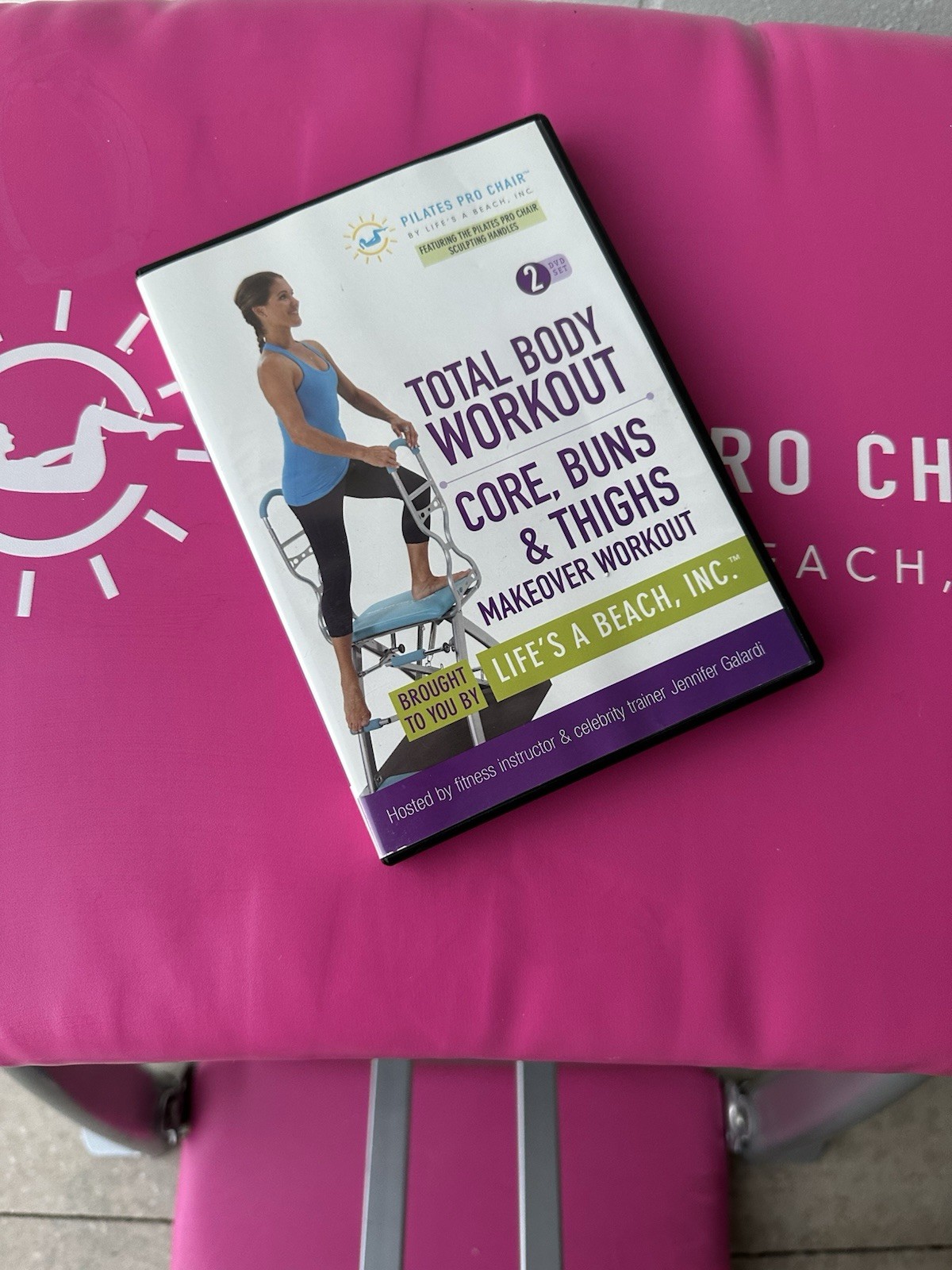Pilates Pro Chair Pink Life&rsquo;s a Beach Inc Includes Side Sculpting Handles DVDs