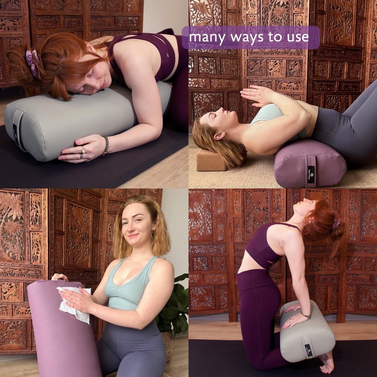 EZ Clean Standard Yoga Bolster – Sage – Firm, supportive, handmade, durable, …