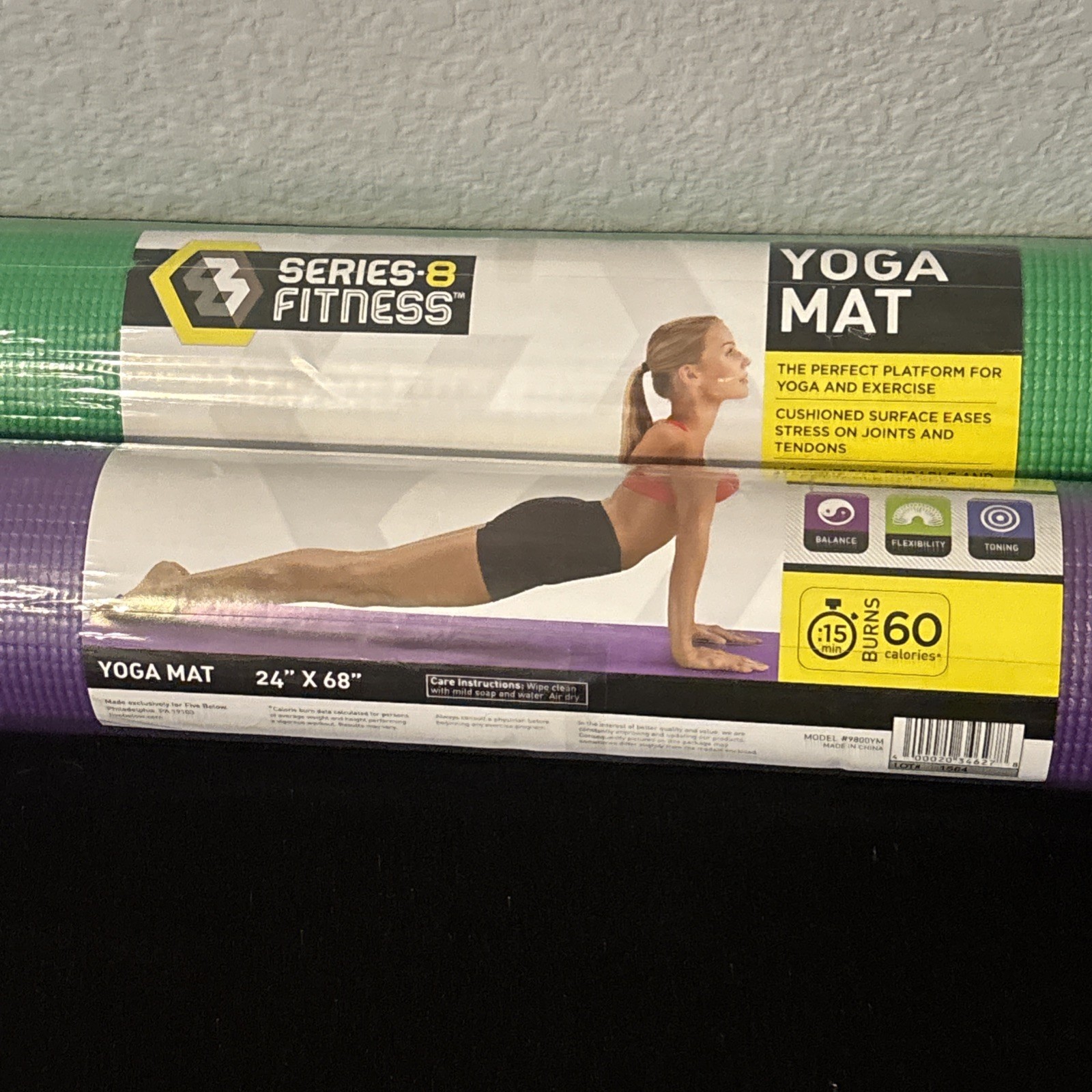 Series-8 Fitness 1/8&Prime; x 24&Prime; x 68&Prime; Yoga Mat Green or Purple NEW SEALED